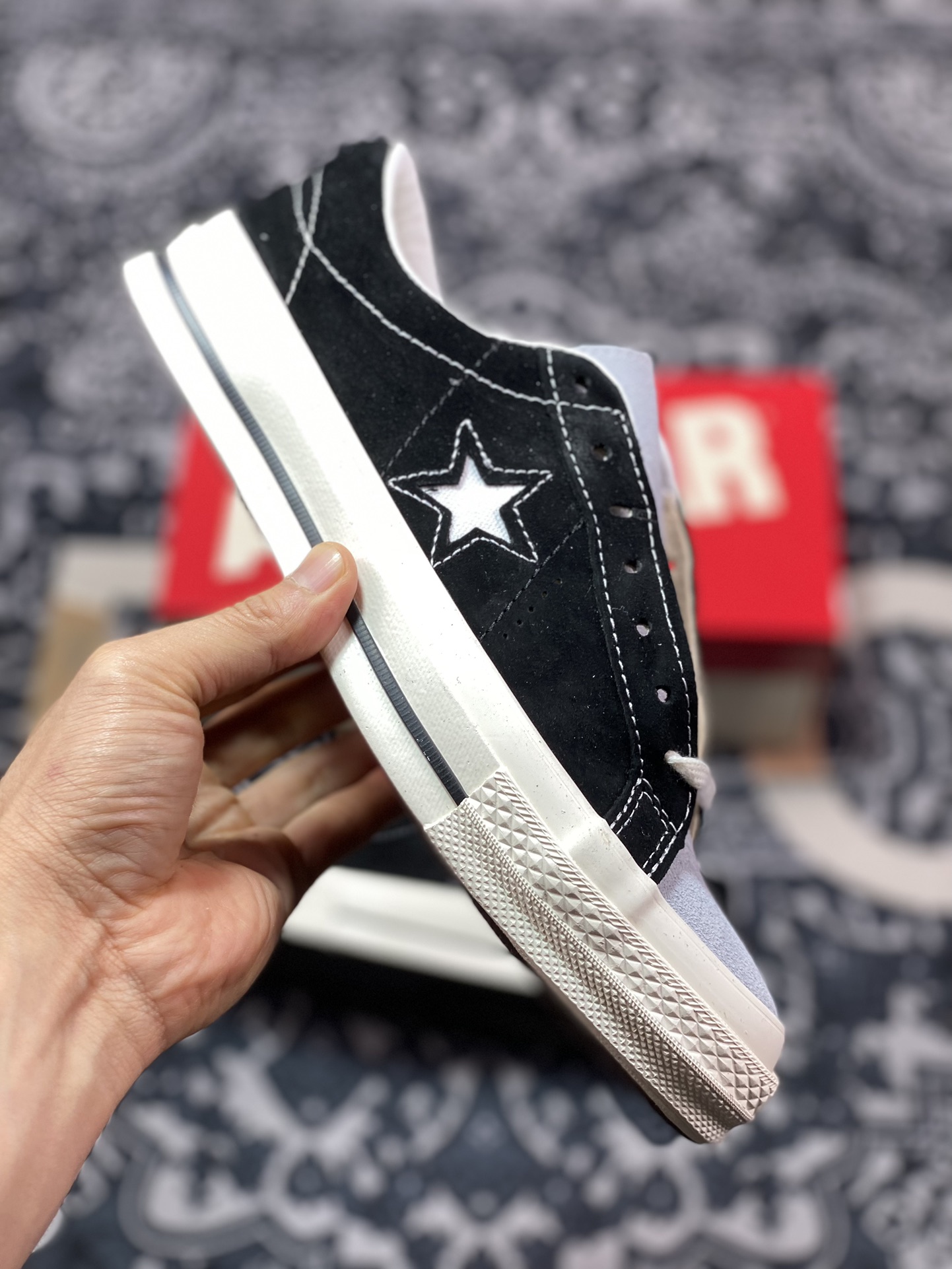 160 真标 CONVERSE ONE STAR J VTG SUEDE 余文乐同款 匡威木村复古黑灰 35200610