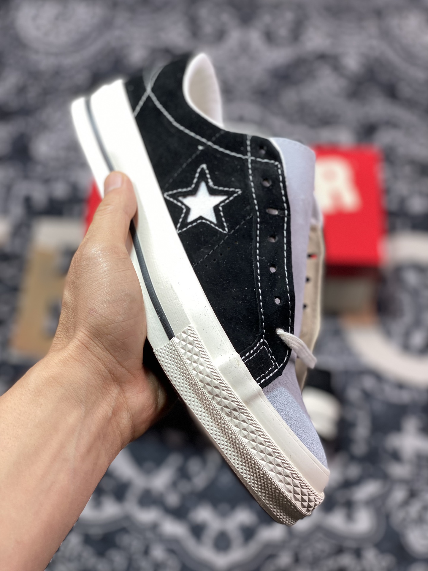 160 真标 CONVERSE ONE STAR J VTG SUEDE 余文乐同款 匡威木村复古黑灰 35200610