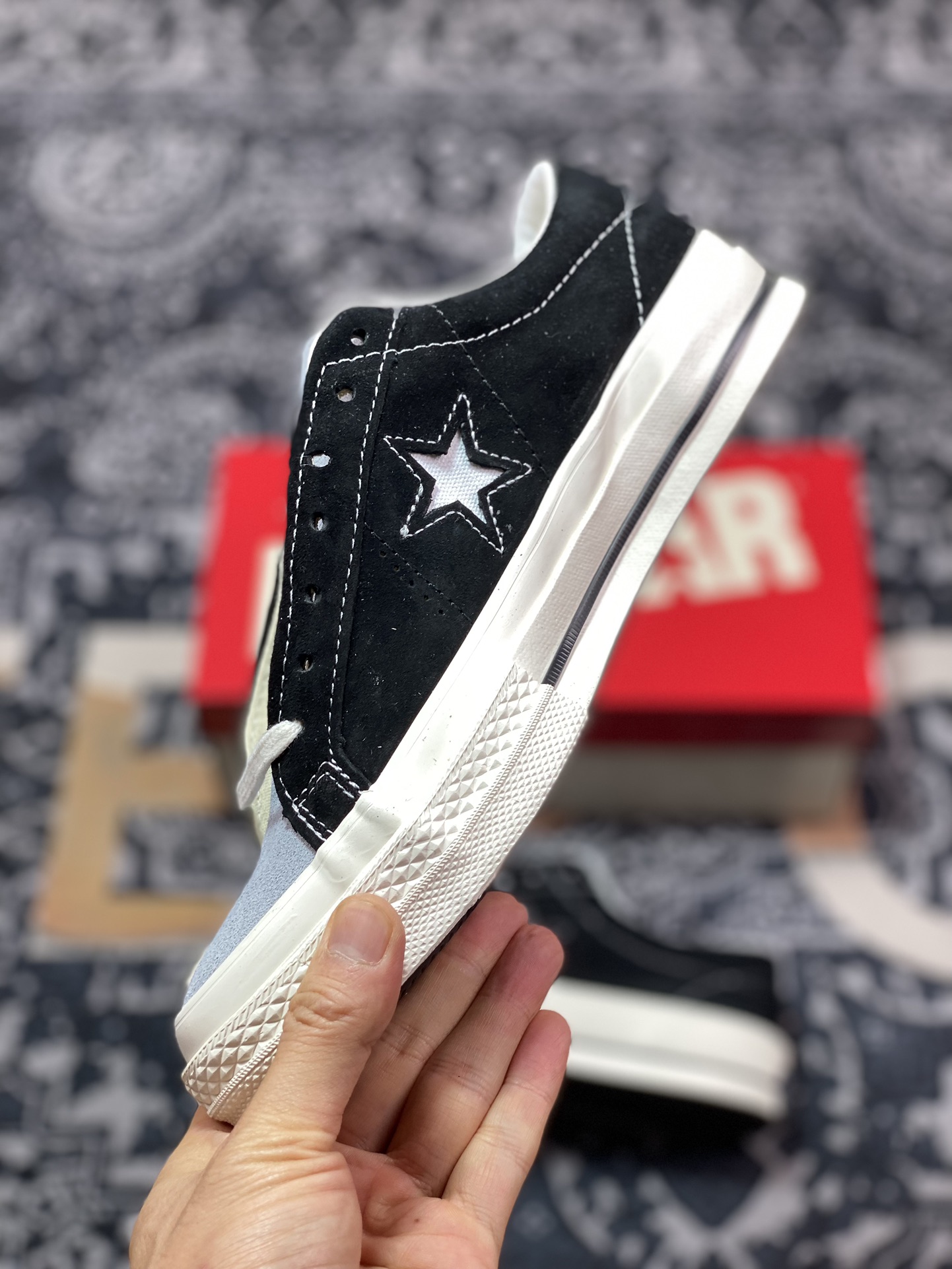 160 真标 CONVERSE ONE STAR J VTG SUEDE 余文乐同款 匡威木村复古黑灰 35200610