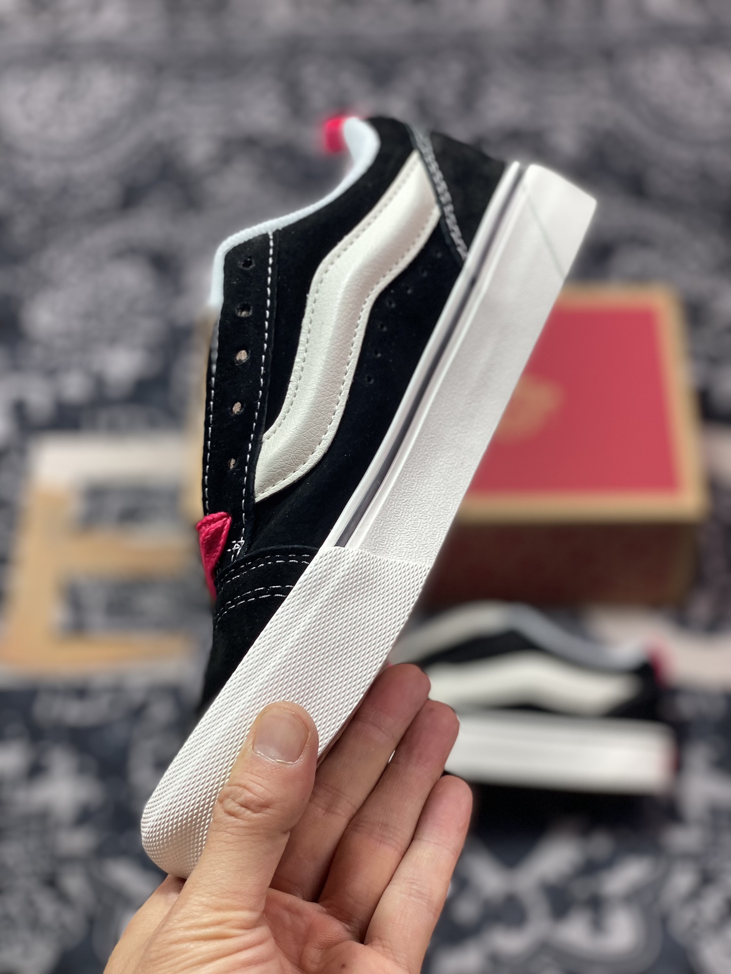 150 真标 Vans Classics Knu Skool 范斯黑粉厚鞋舌面包鞋