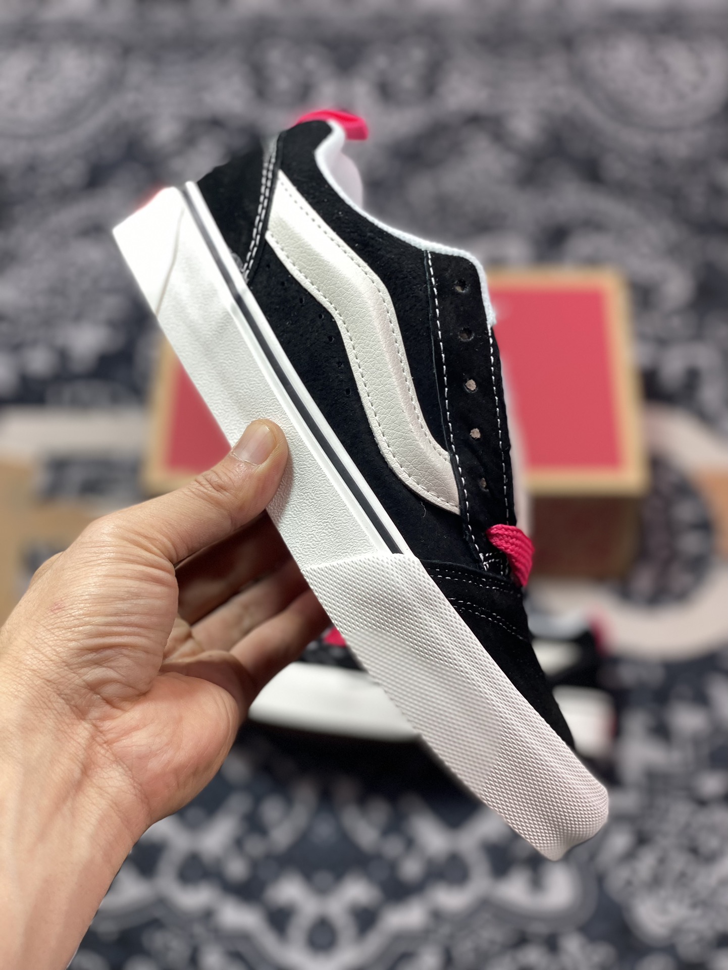 150 真标 Vans Classics Knu Skool 范斯黑粉厚鞋舌面包鞋