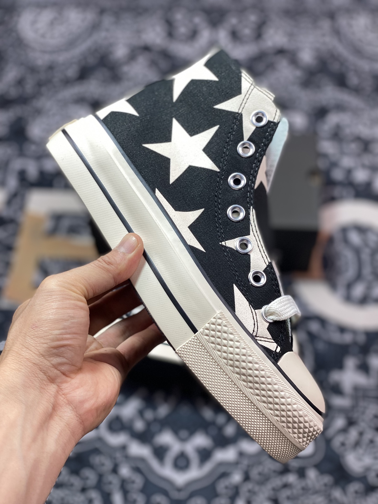 130 真标 Converse All Star Lift 五星厚底黑白印花 A09903C