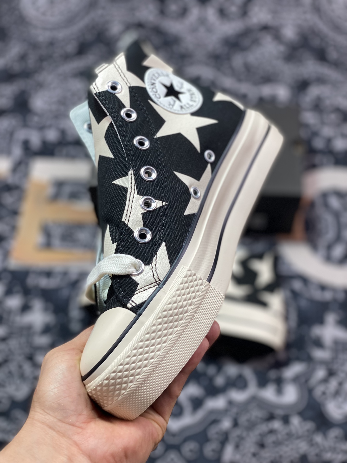 130 真标 Converse All Star Lift 五星厚底黑白印花 A09903C