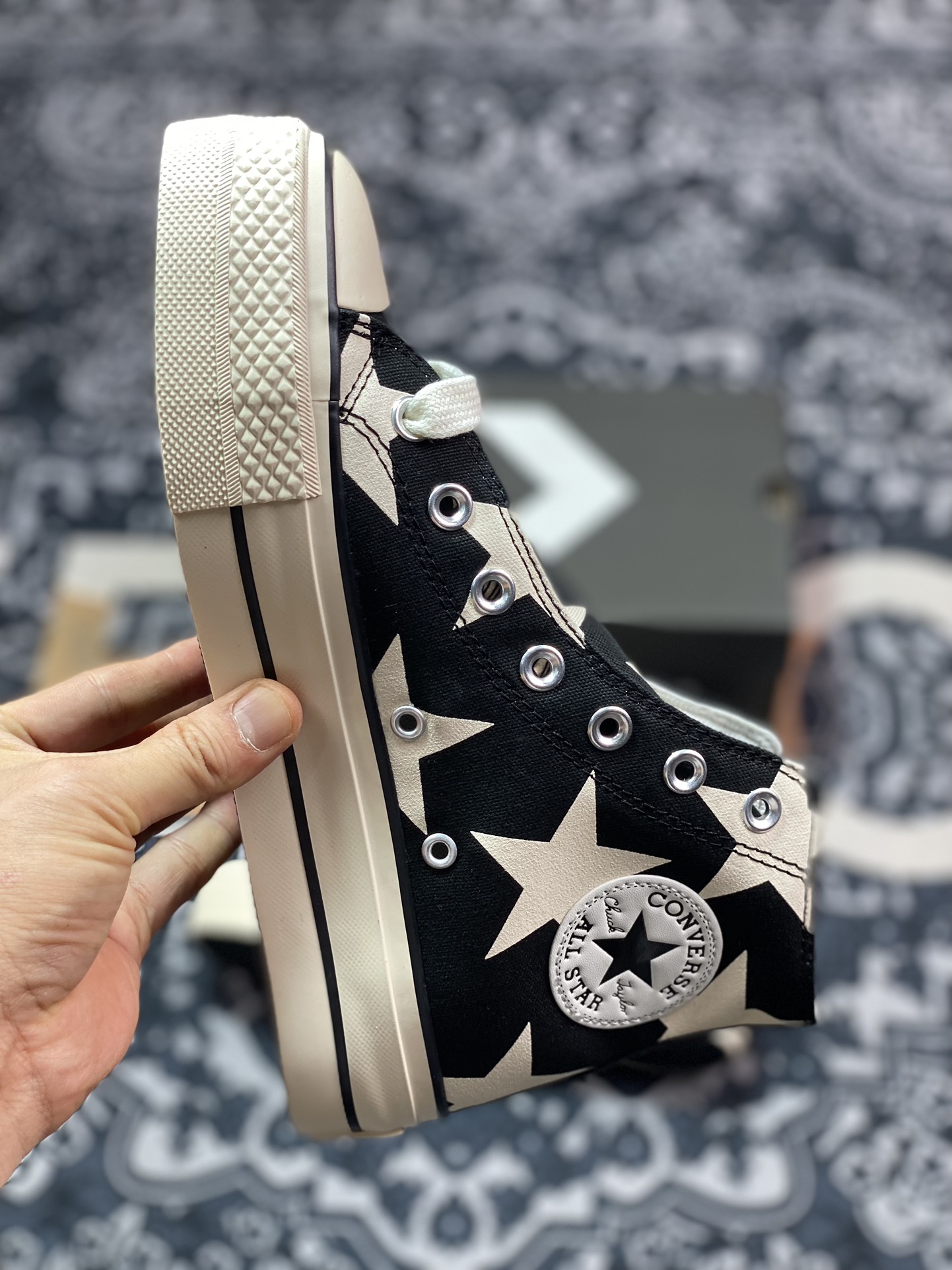 130 真标 Converse All Star Lift 五星厚底黑白印花 A09903C