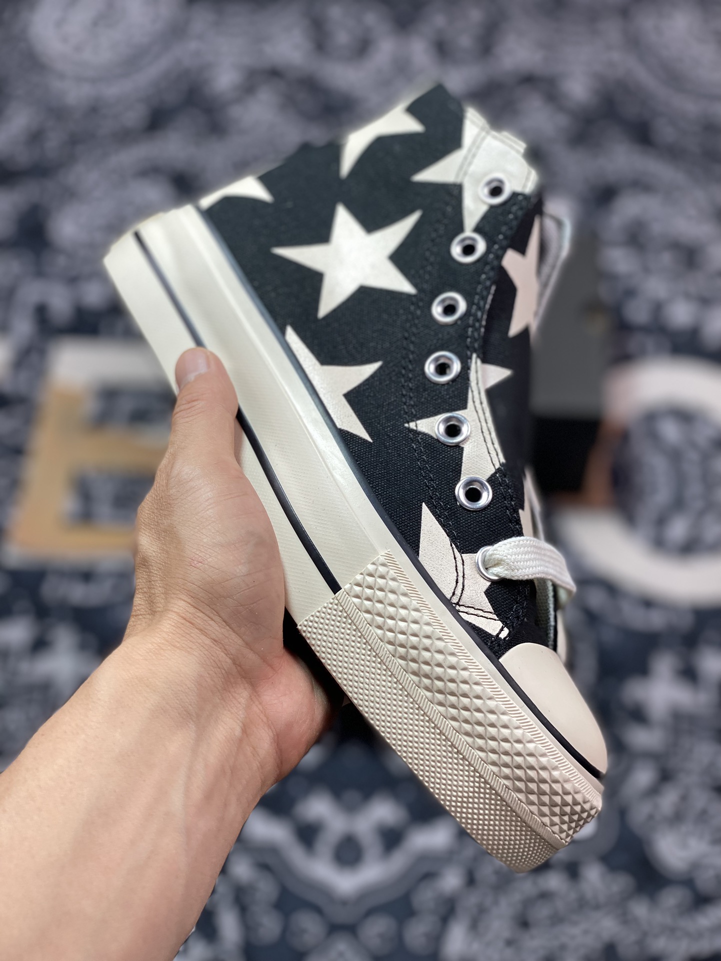 130 真标 Converse All Star Lift 五星厚底黑白印花 A09903C