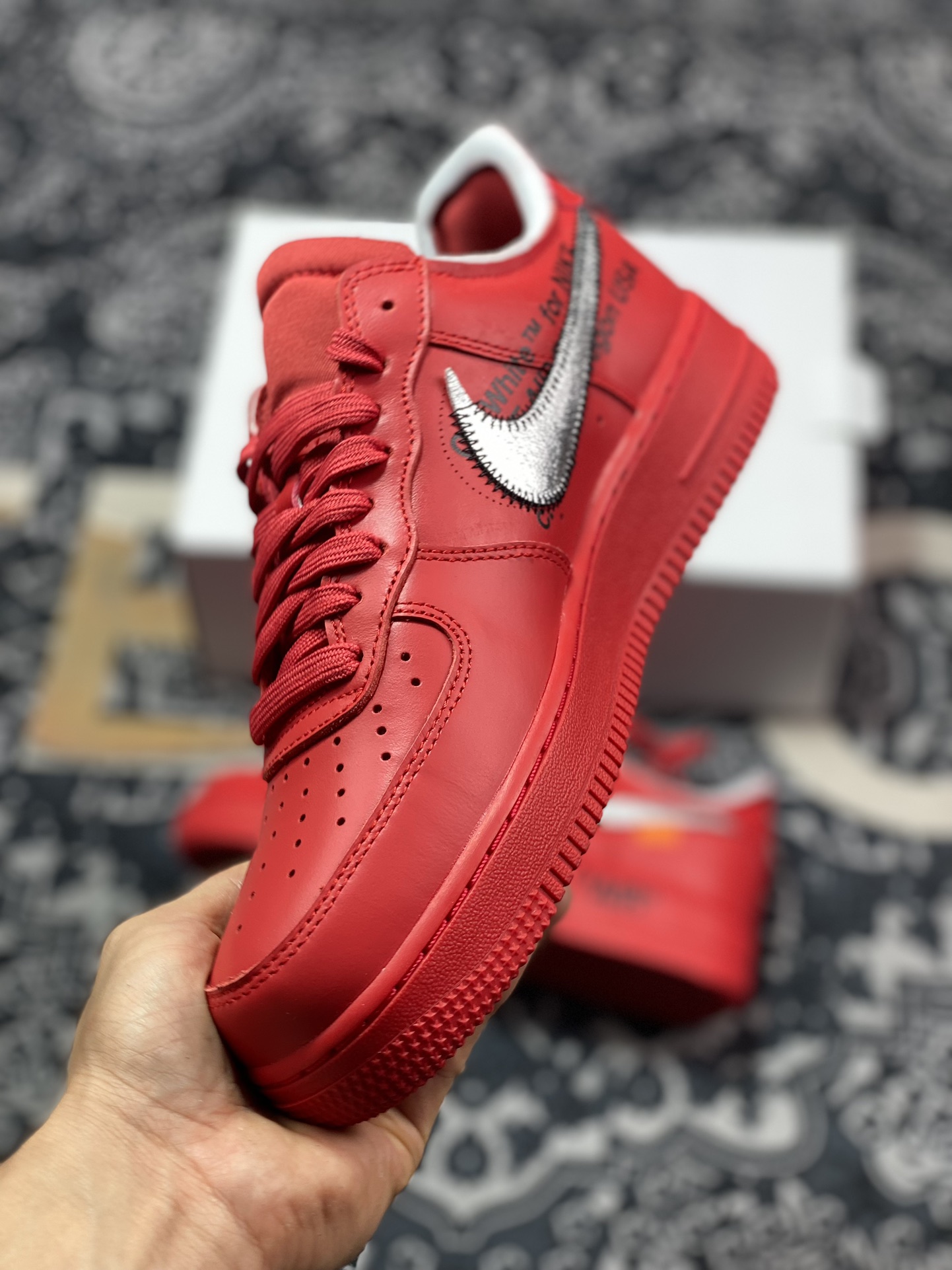 320 原装级别 Off-White Nike Air Force 1 红黑银 AO4297-600