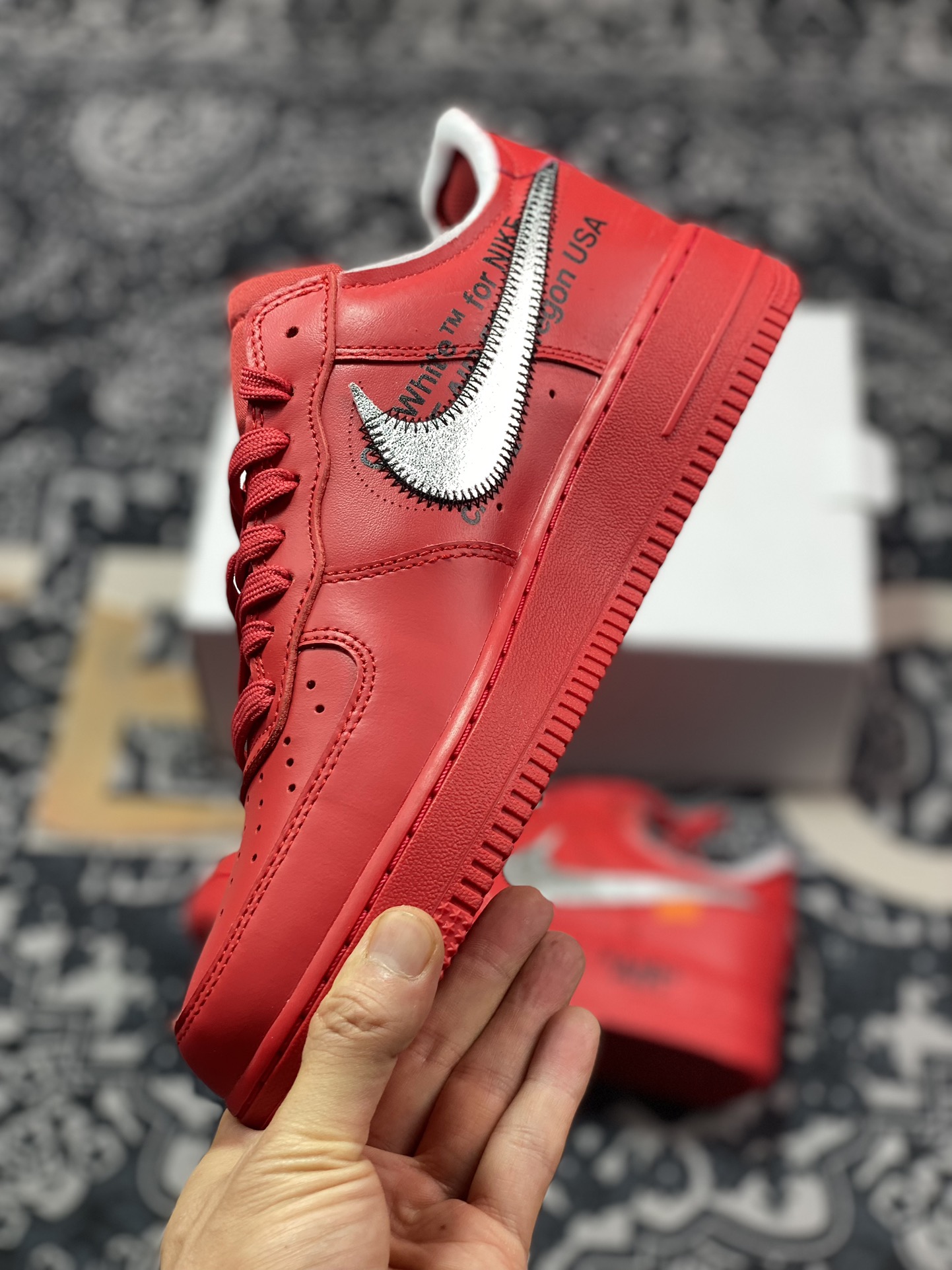 320 原装级别 Off-White Nike Air Force 1 红黑银 AO4297-600