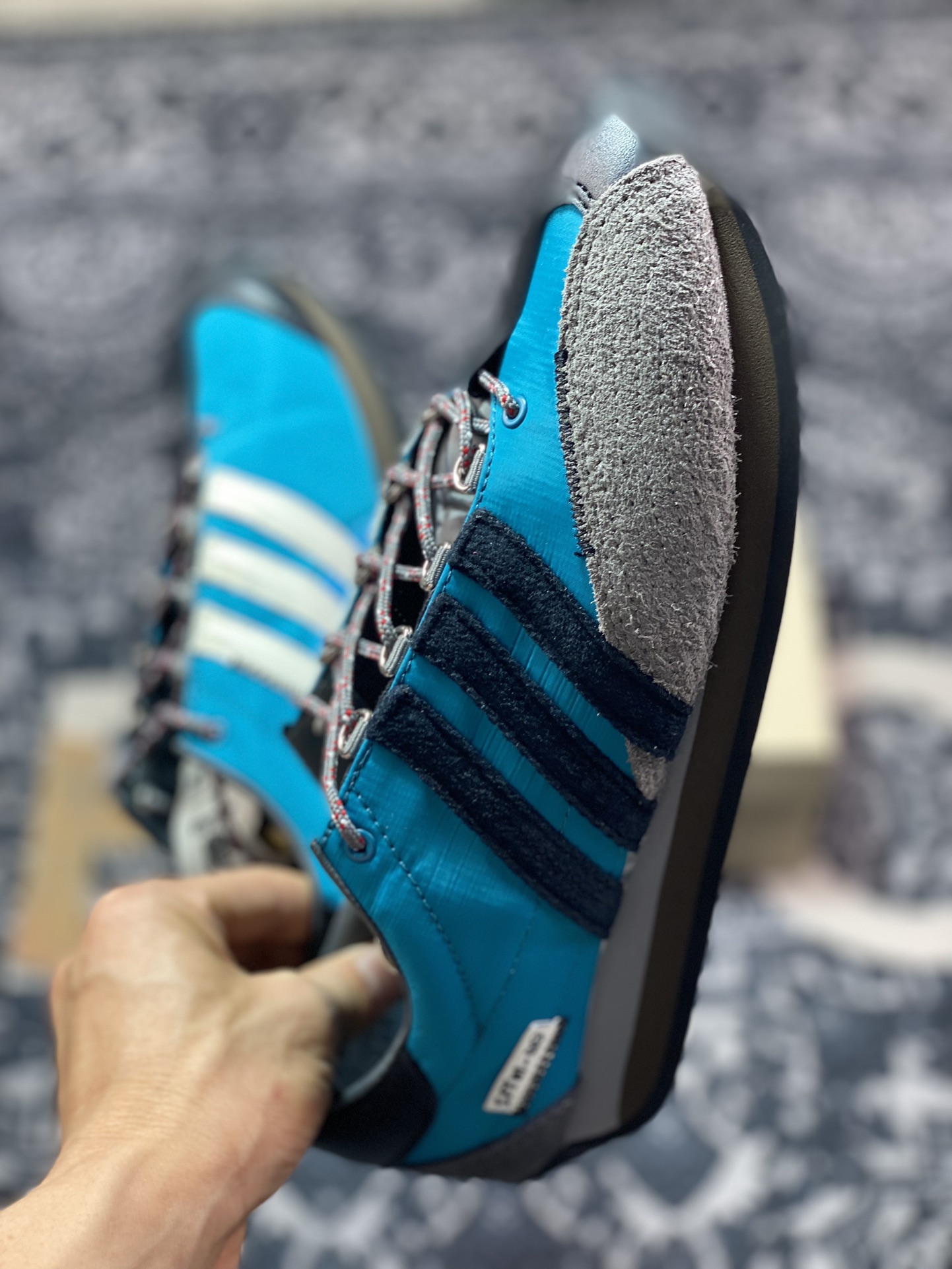 200 Mute x Adidas Country OG"Aqua Black"SFTM-003系列低帮慢跑鞋“联名水蓝深灰黑”ID3545