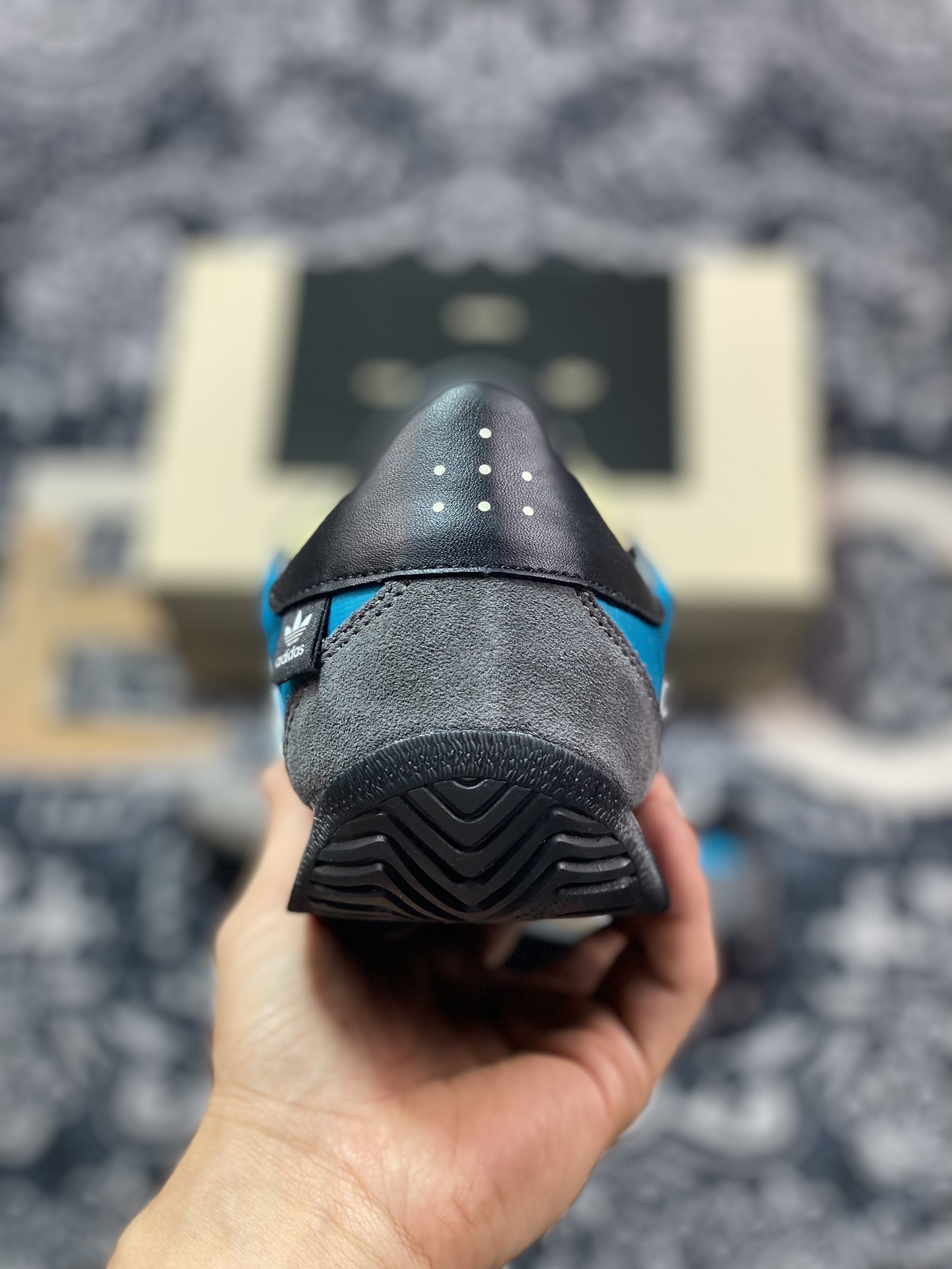 200 Mute x Adidas Country OG"Aqua Black"SFTM-003系列低帮慢跑鞋“联名水蓝深灰黑”ID3545