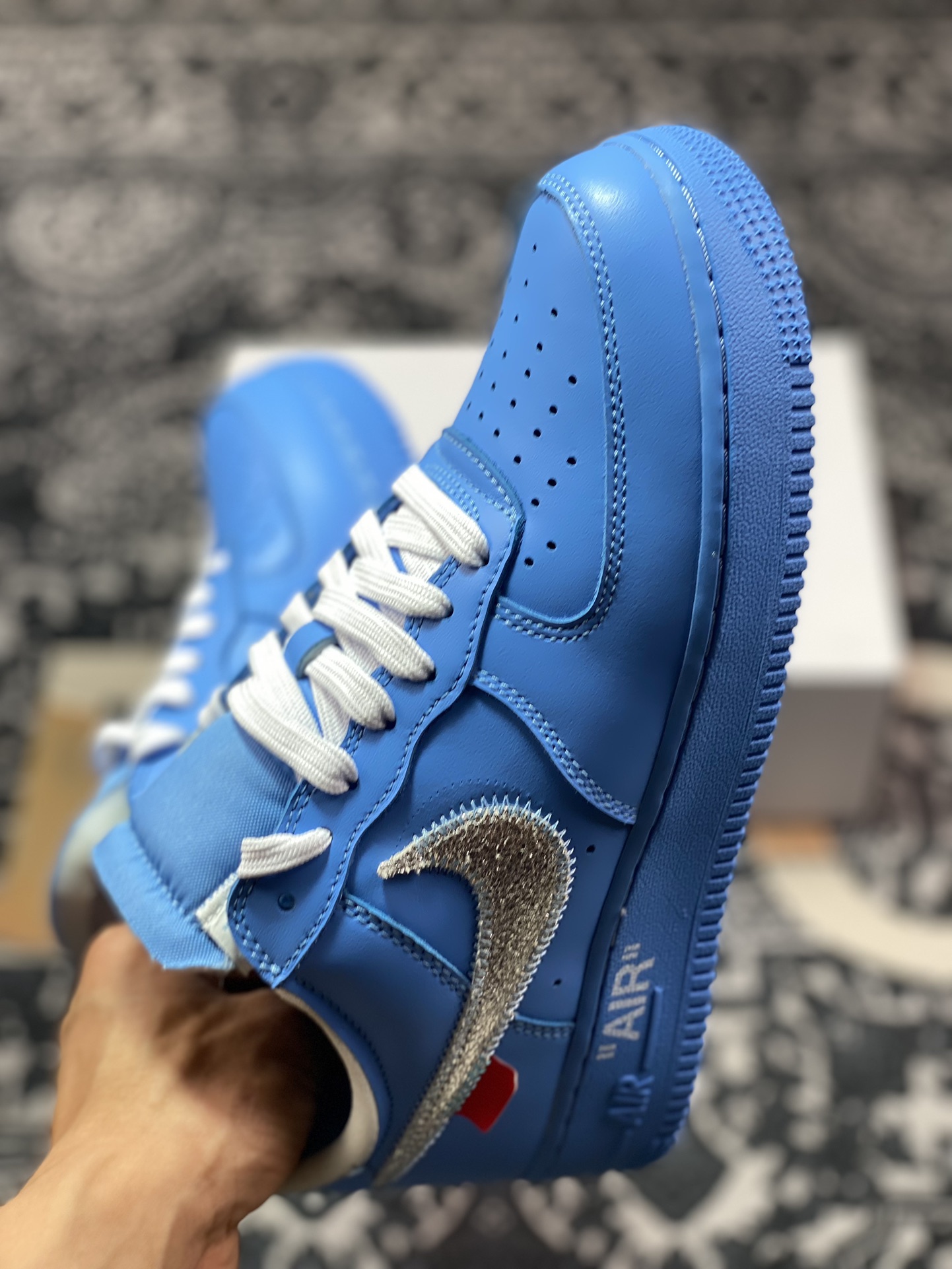 320 MoMA x Off-White x Nike Air Force 1'07 Low"MCA University Blue"空军一号板鞋“OW天空蓝银绑绳”CI1173-400