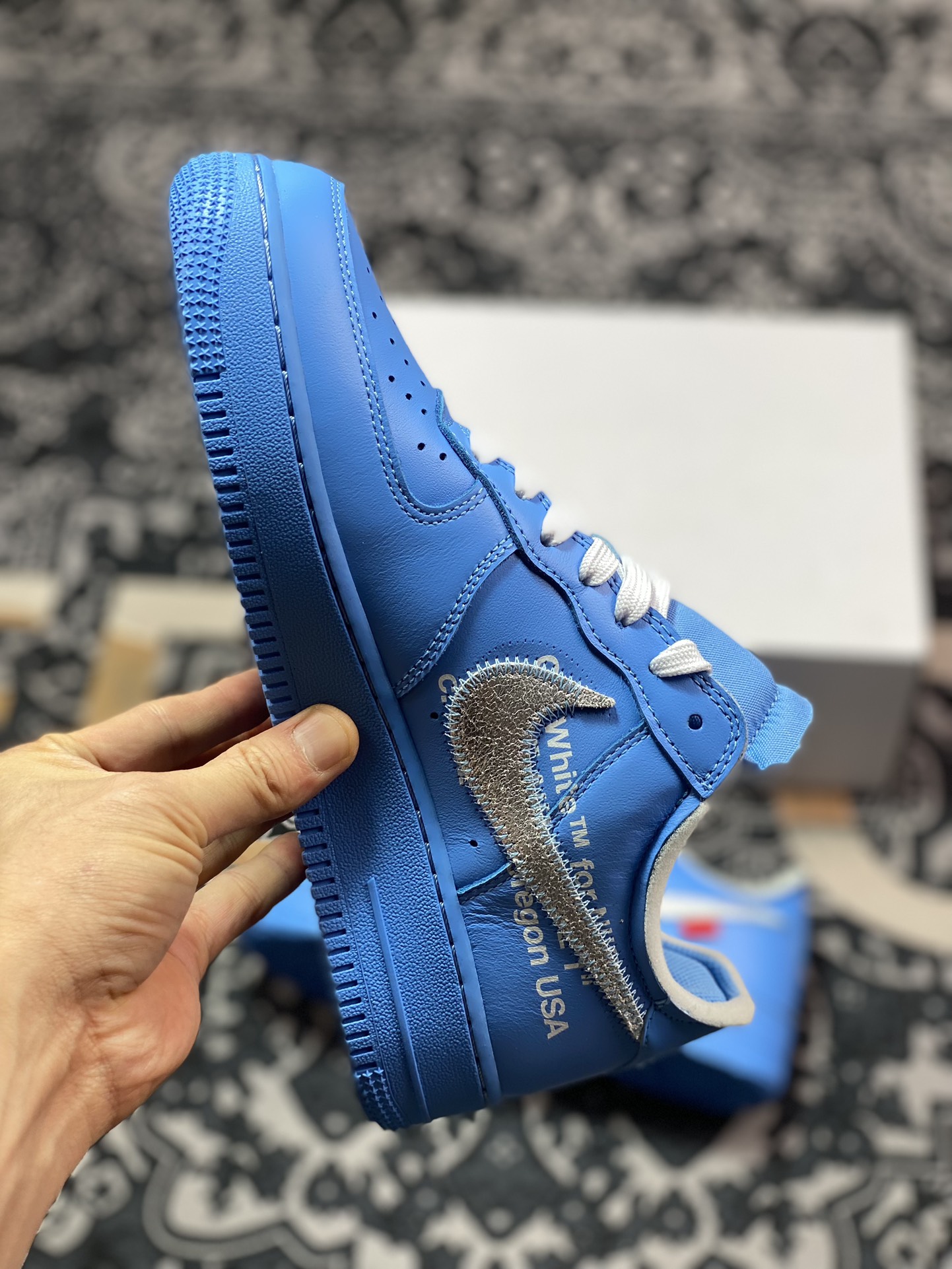 320 MoMA x Off-White x Nike Air Force 1'07 Low"MCA University Blue"空军一号板鞋“OW天空蓝银绑绳”CI1173-400