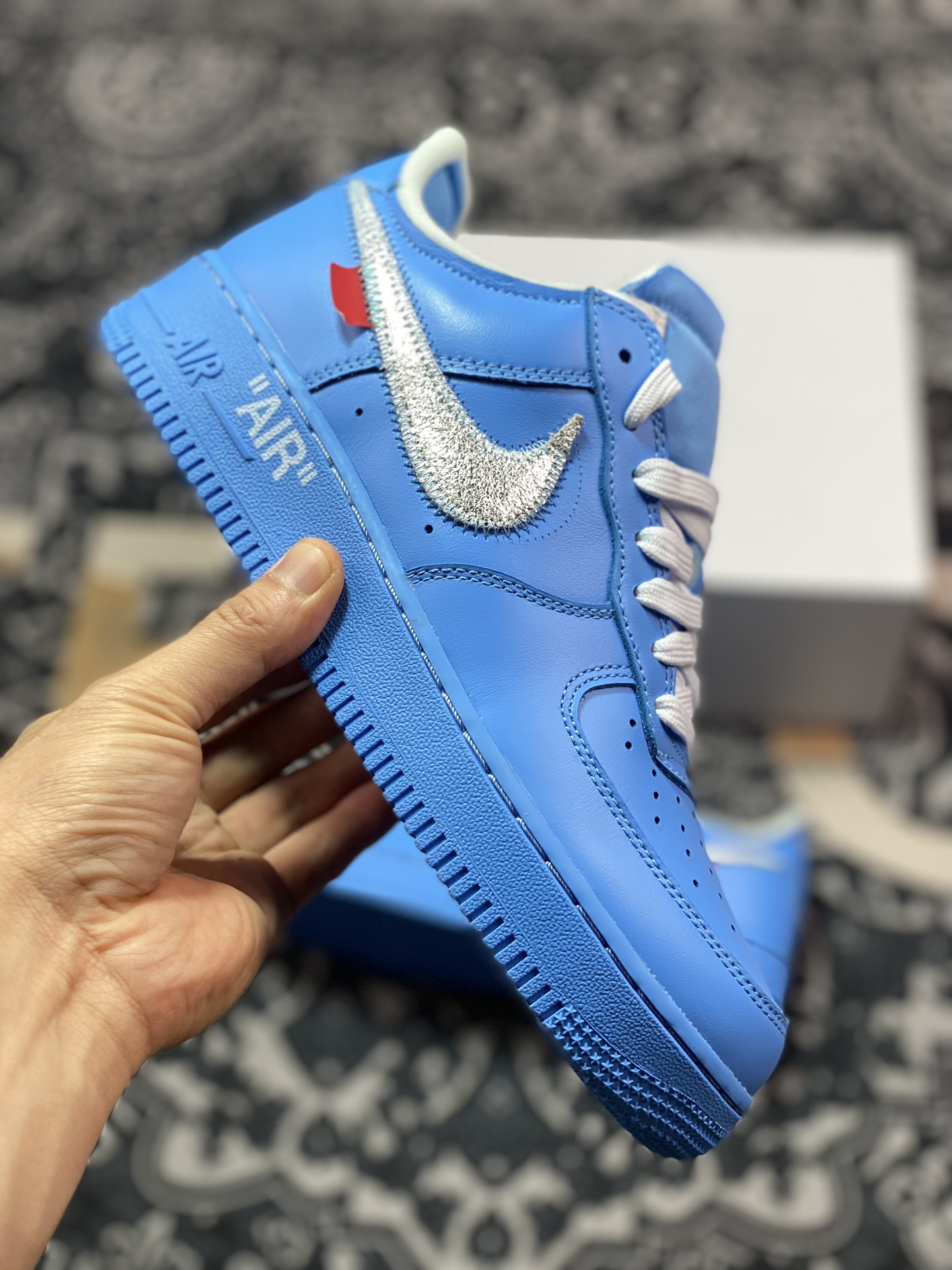 320 MoMA x Off-White x Nike Air Force 1'07 Low"MCA University Blue"空军一号板鞋“OW天空蓝银绑绳”CI1173-400