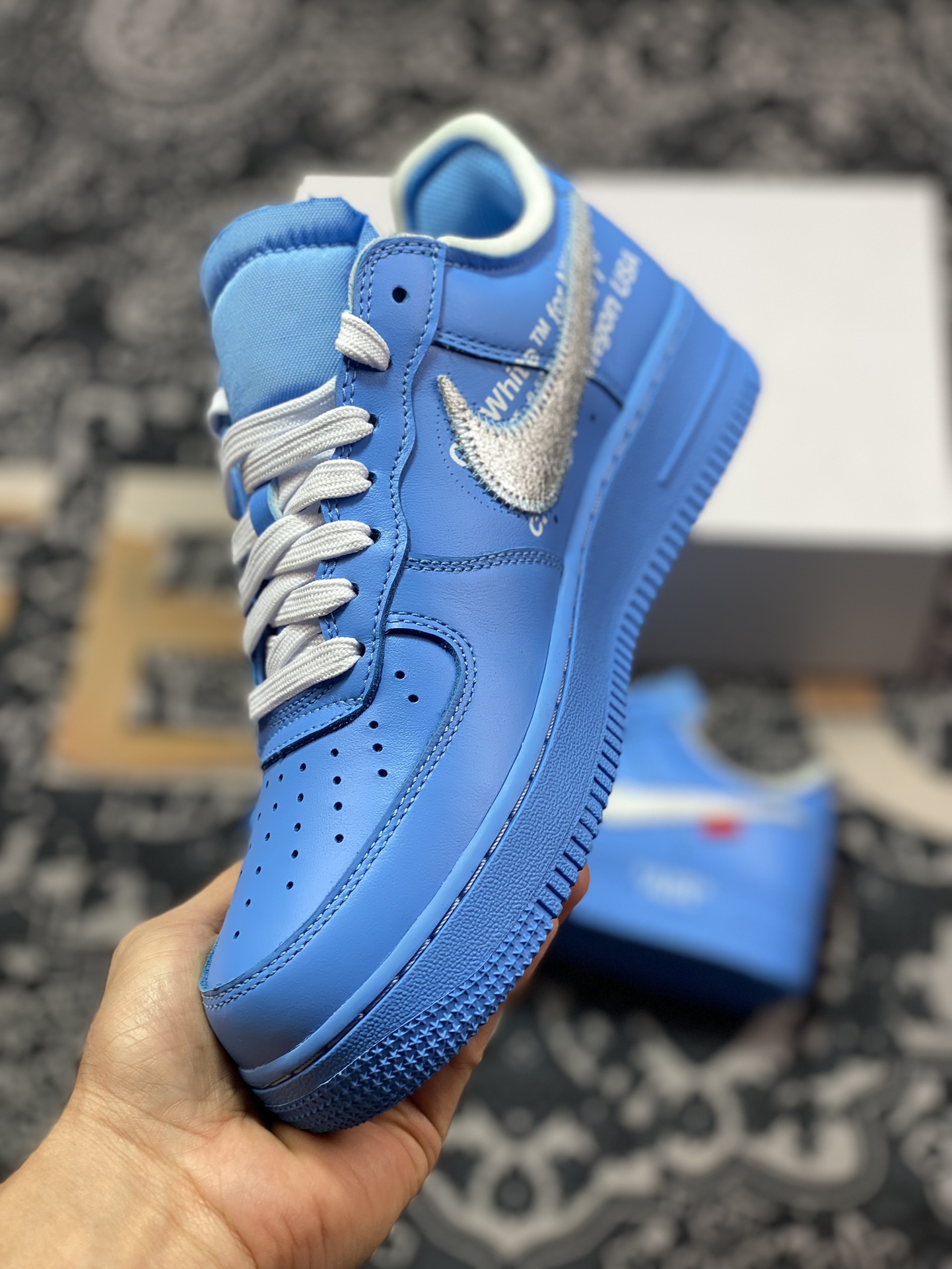 320 MoMA x Off-White x Nike Air Force 1'07 Low"MCA University Blue"空军一号板鞋“OW天空蓝银绑绳”CI1173-400