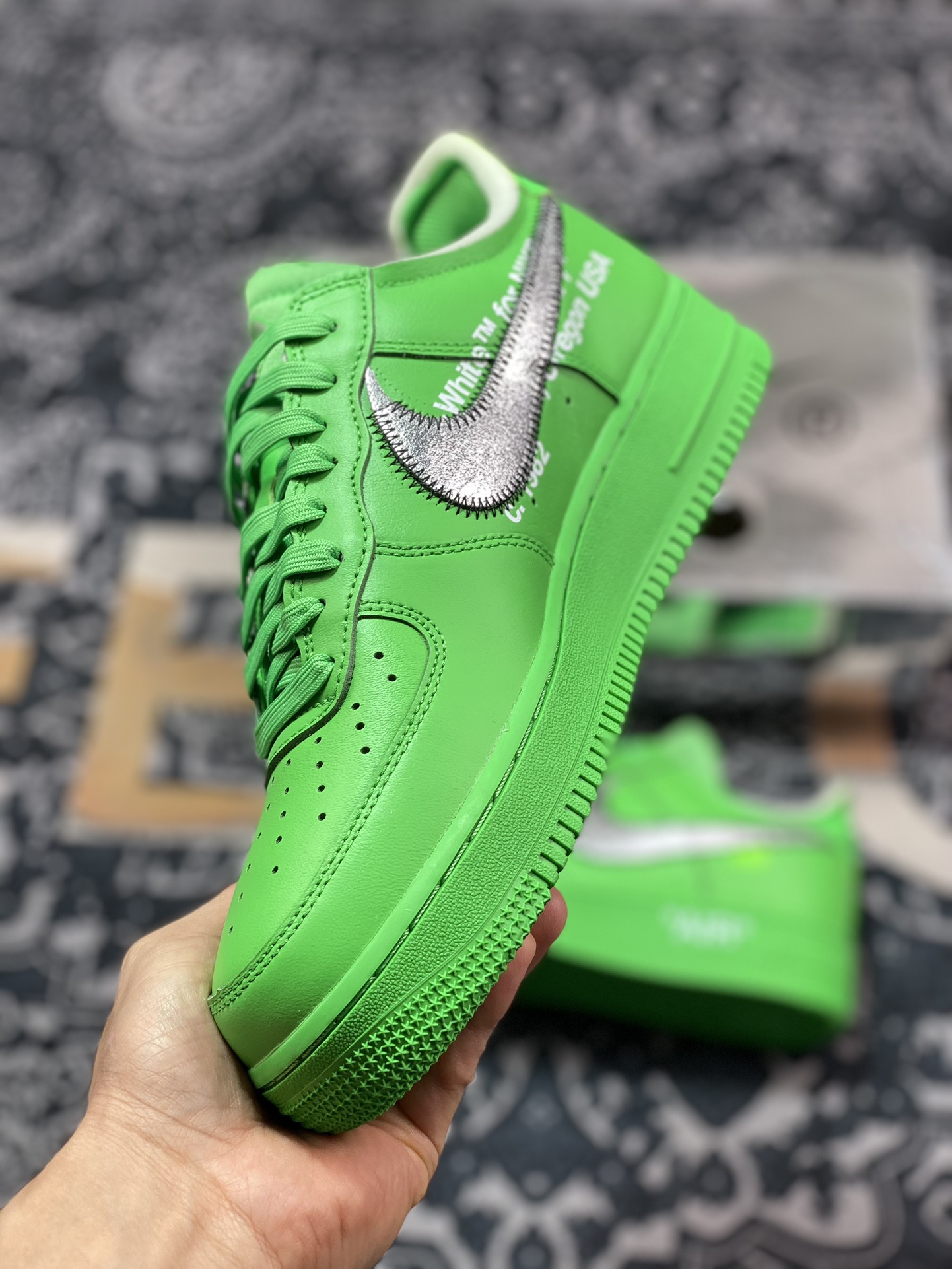 320 MoMA x Off-White x Nike Air Force 1'07 Low"MCA University Green"空军一号板鞋“OW天空绿银绑绳”DX1419-300