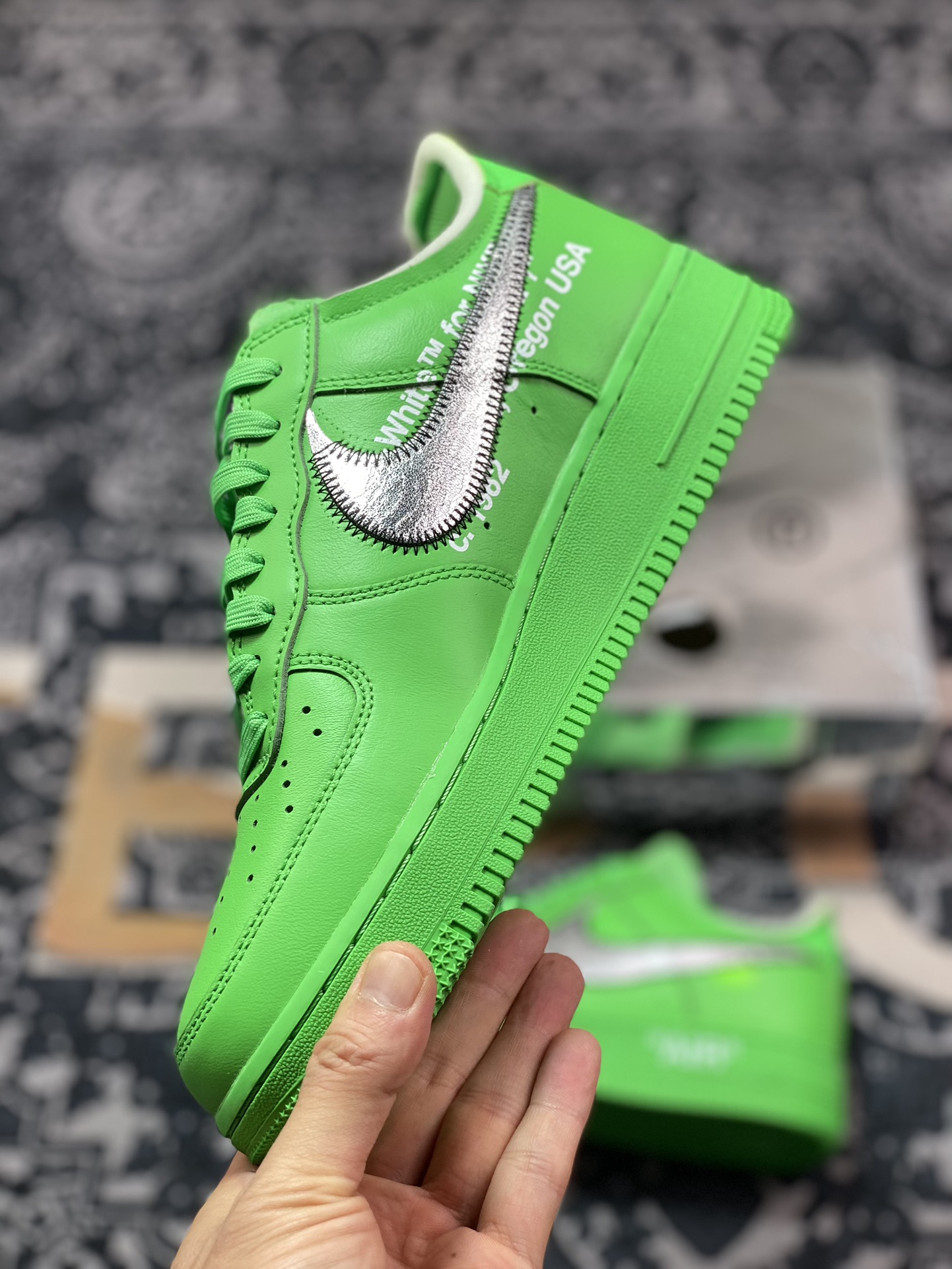 320 MoMA x Off-White x Nike Air Force 1'07 Low"MCA University Green"空军一号板鞋“OW天空绿银绑绳”DX1419-300