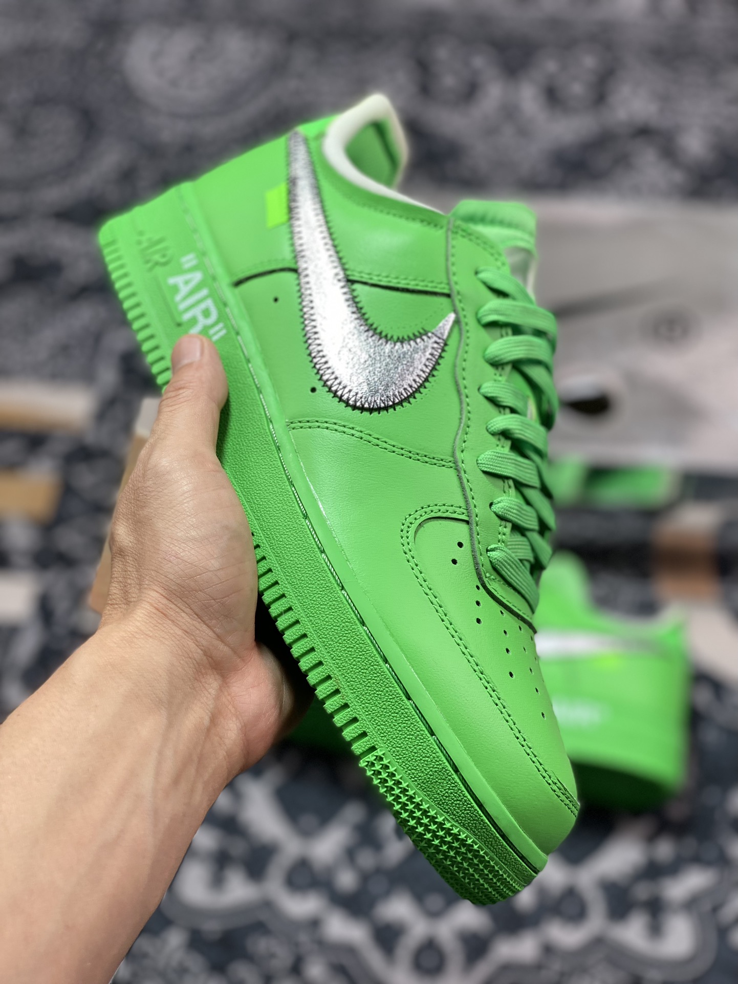 320 MoMA x Off-White x Nike Air Force 1’07 Low”MCA University Green”空军一号板鞋“OW天空绿银绑绳”DX1419-300