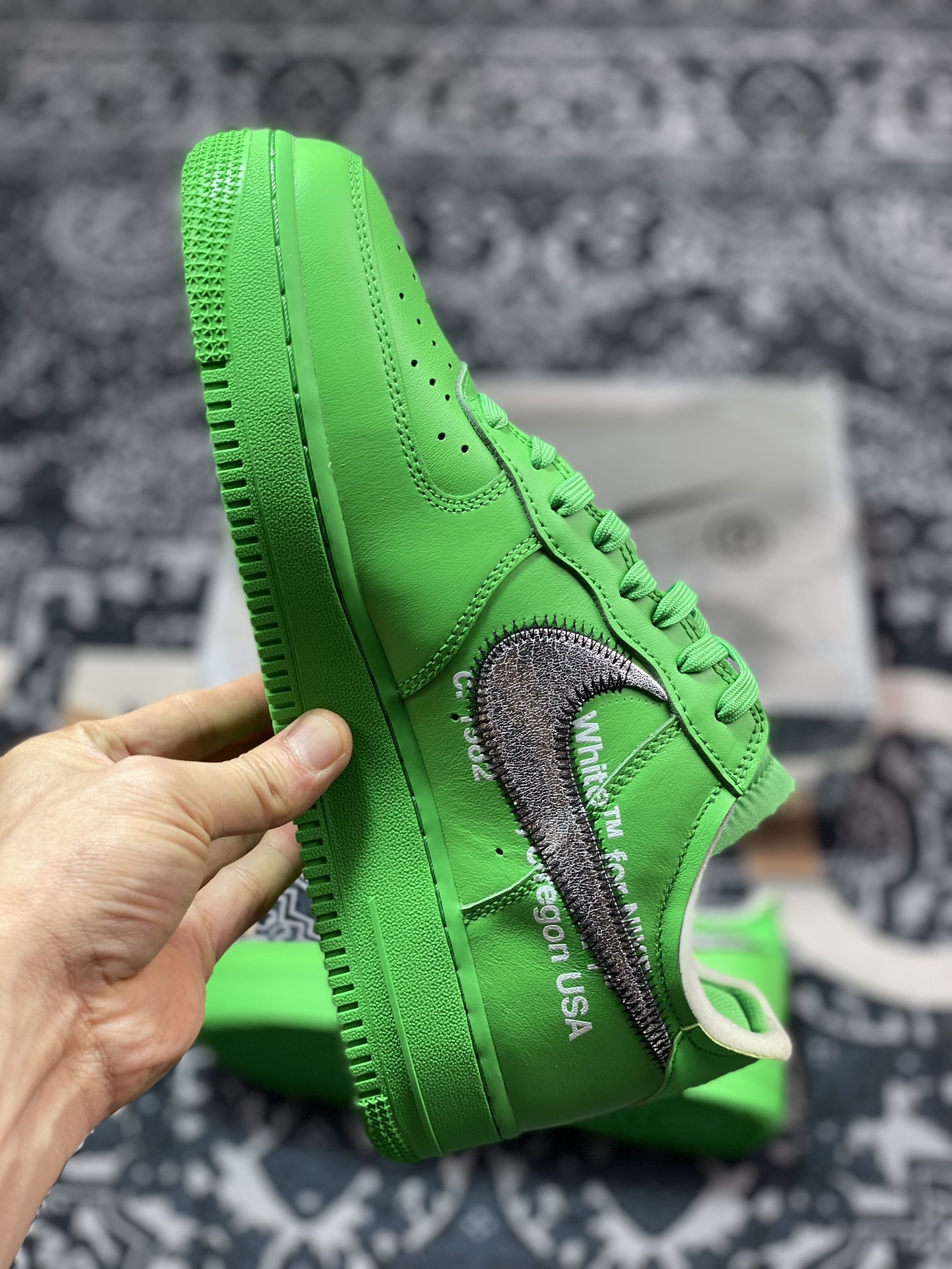 320 MoMA x Off-White x Nike Air Force 1'07 Low"MCA University Green"空军一号板鞋“OW天空绿银绑绳”DX1419-300