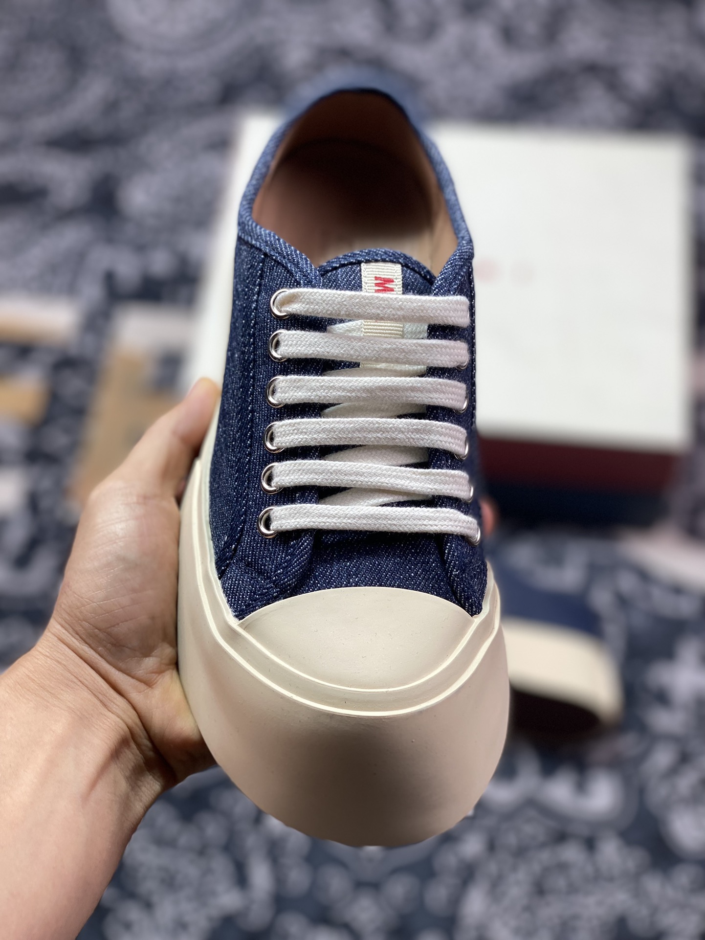 260 意大利奢侈品品牌-玛尼·Marni Pablo Denim Lace-up Sneaker 增高板鞋“丹宁牛仔布暗蓝”SNZW003020P415500B64