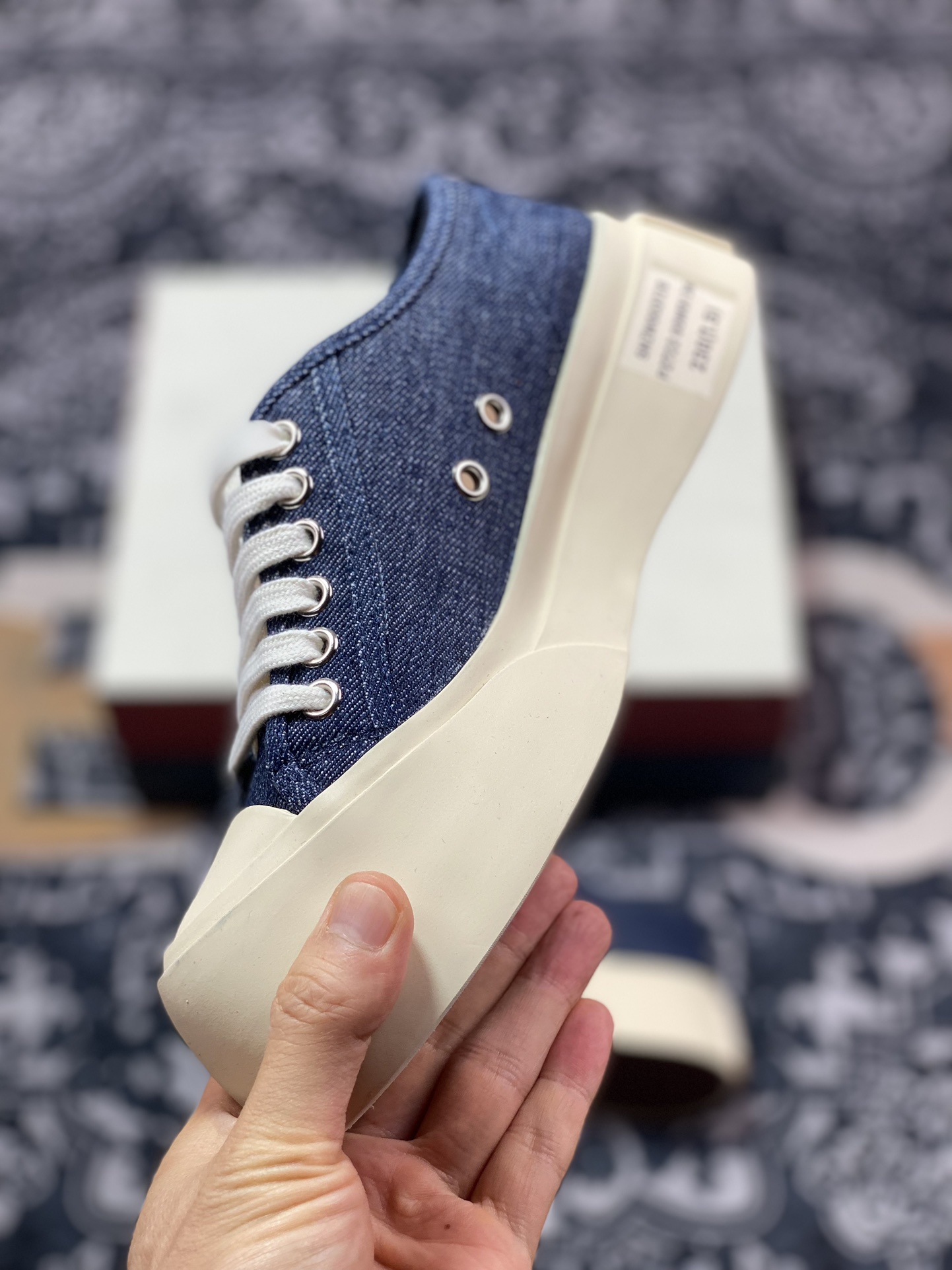 260 意大利奢侈品品牌-玛尼·Marni Pablo Denim Lace-up Sneaker 增高板鞋“丹宁牛仔布暗蓝”SNZW003020P415500B64