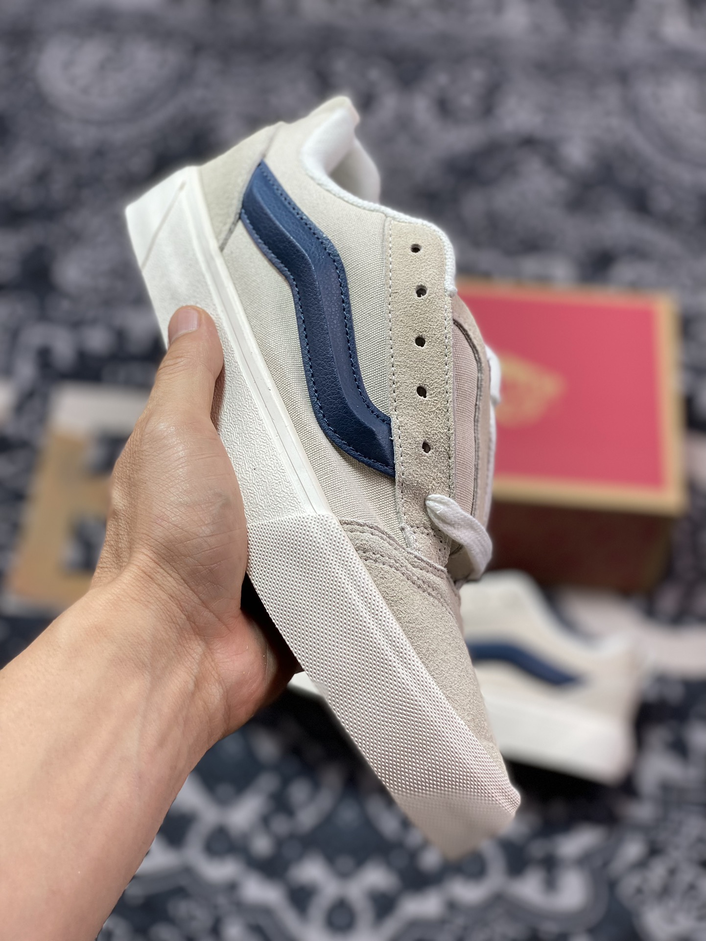 140 真标 Vans Classics Knu Skool 范斯官方 灰蓝厚鞋舌面包鞋