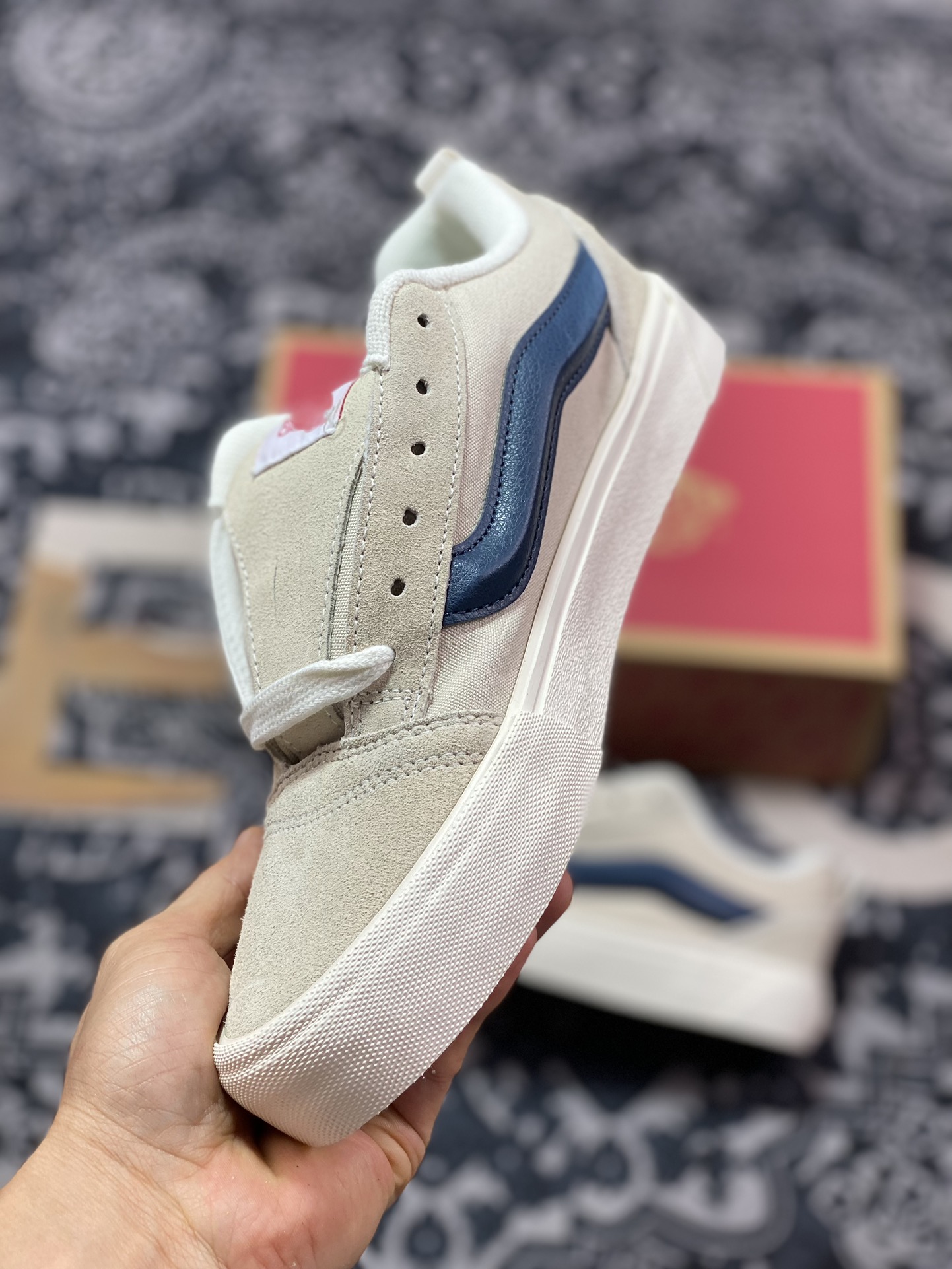 140 真标 Vans Classics Knu Skool 范斯官方 灰蓝厚鞋舌面包鞋