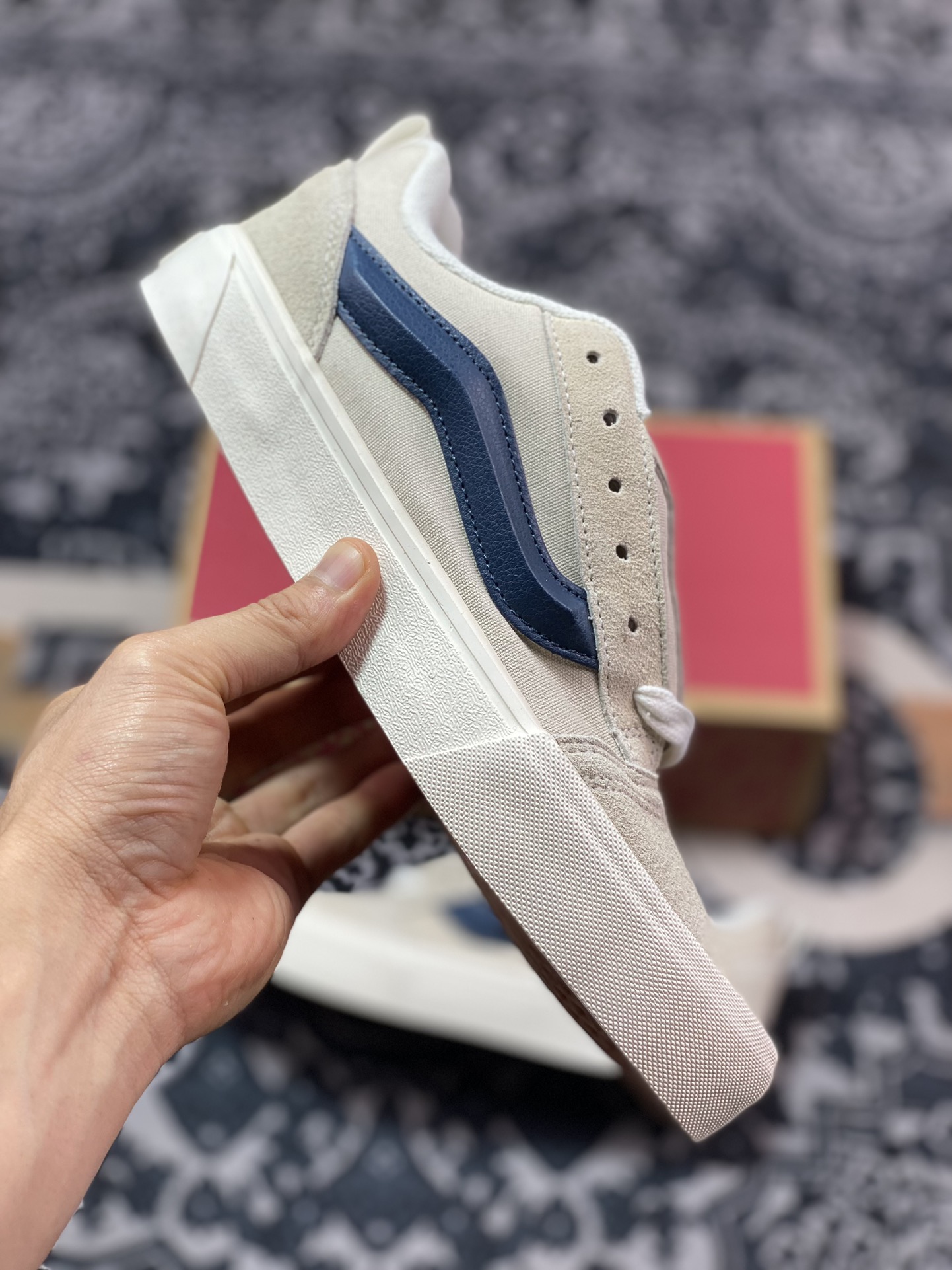 140 真标 Vans Classics Knu Skool 范斯官方 灰蓝厚鞋舌面包鞋