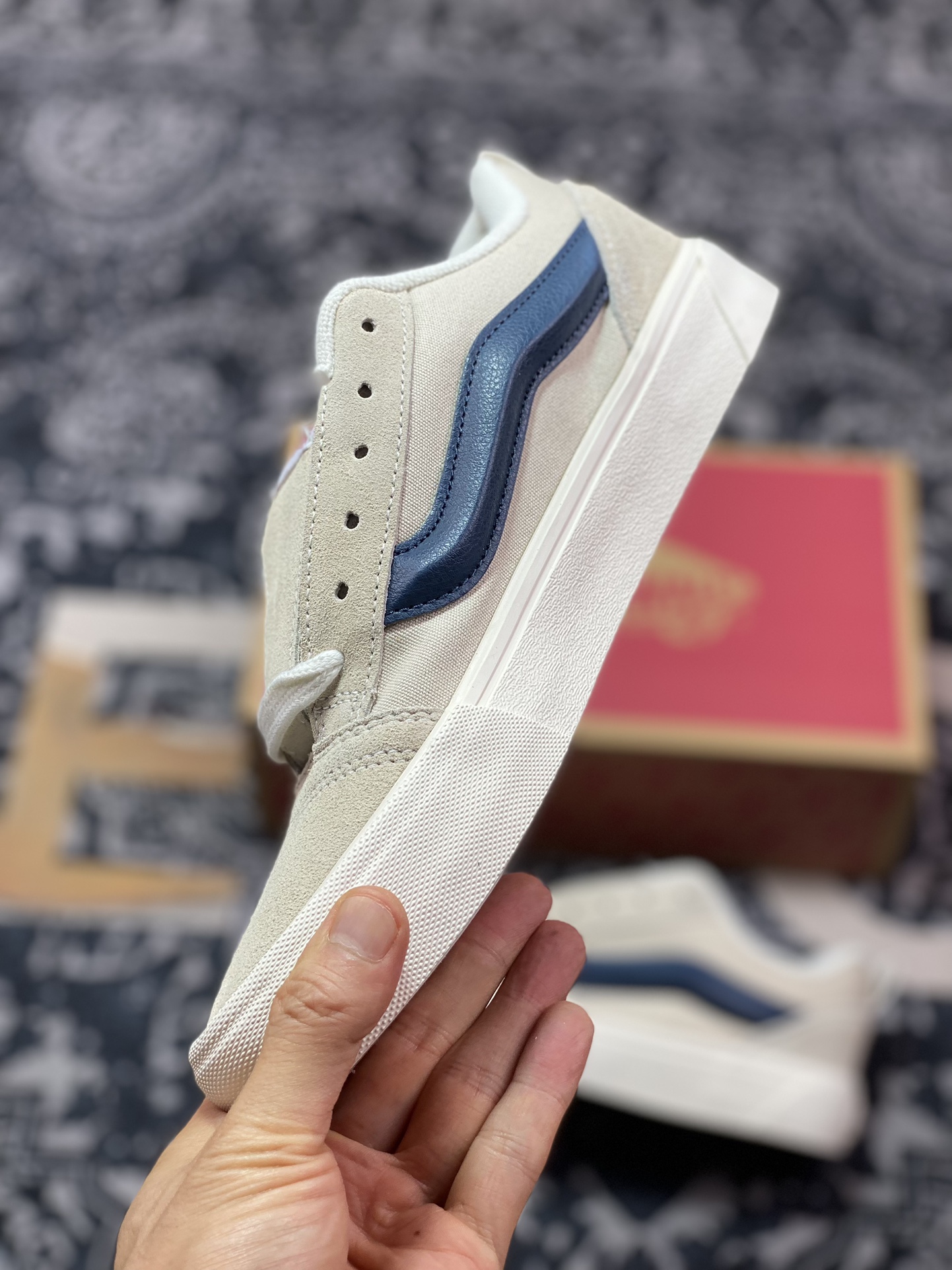 140 真标 Vans Classics Knu Skool 范斯官方 灰蓝厚鞋舌面包鞋