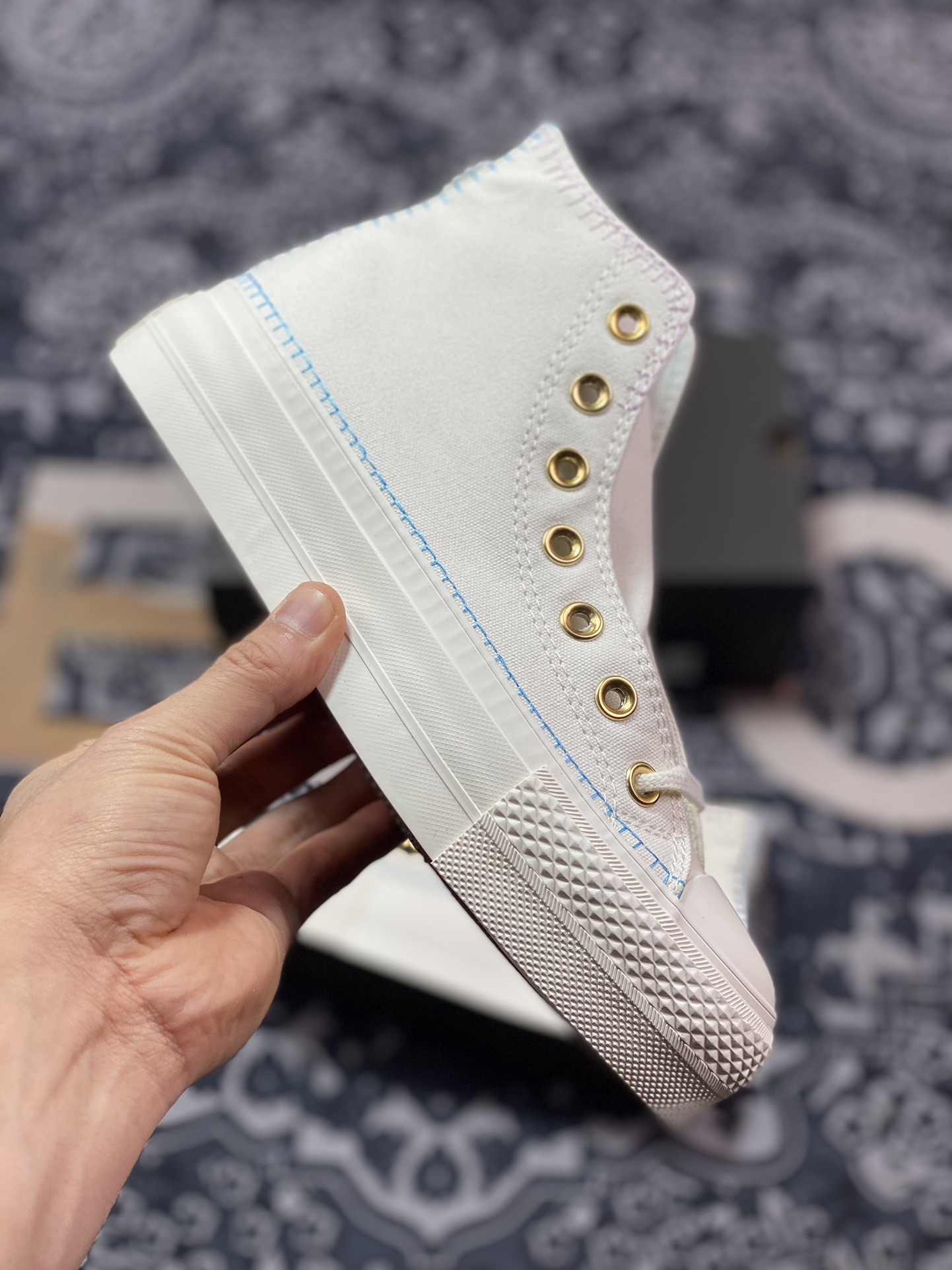 130 真标 Converse All Star Lift 小雏菊 匡威官方 厚底小雏菊金扣帆布鞋 A08732C