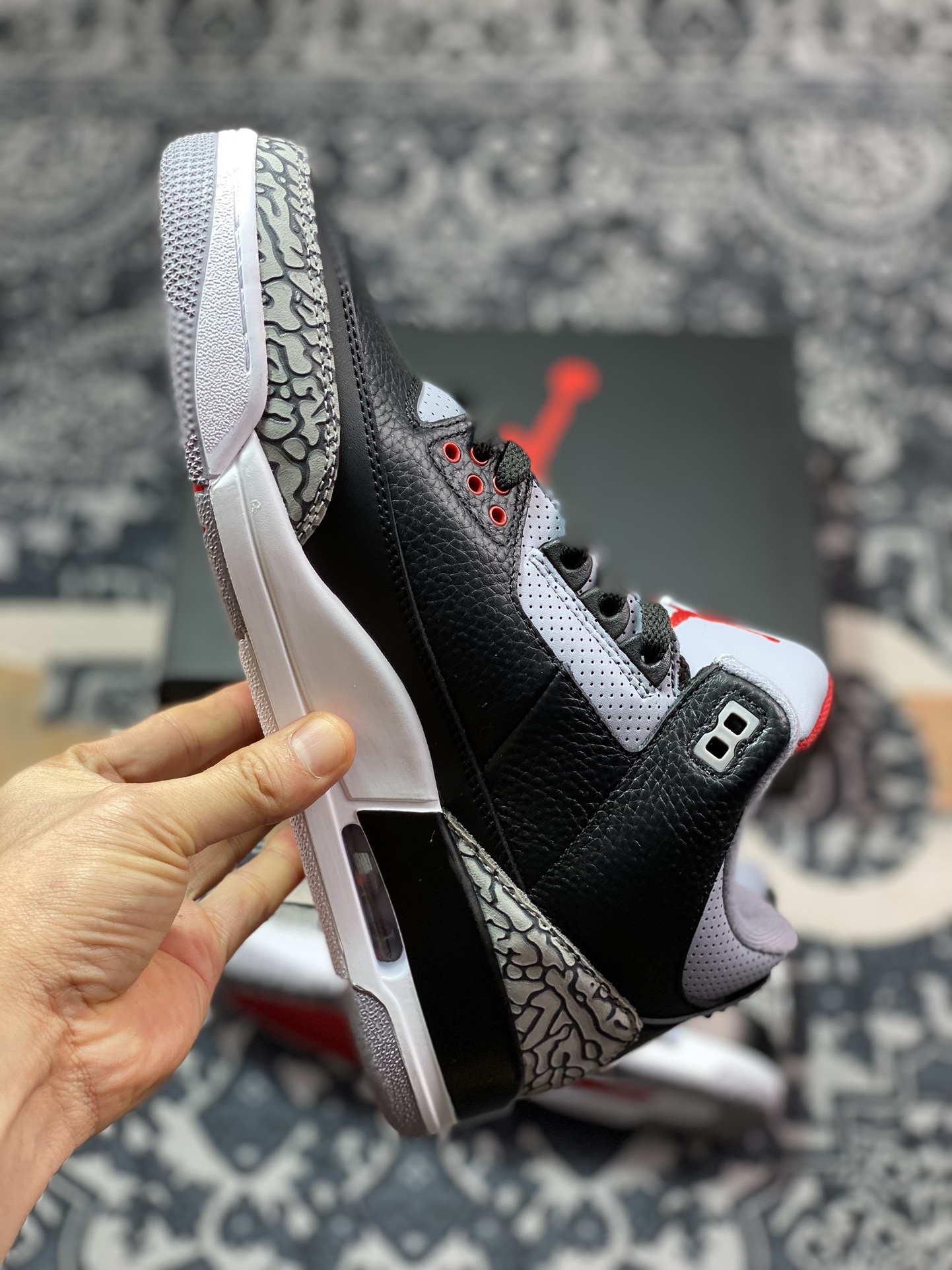 450 Air Jordan 3 Retro Black cement 黑水泥 854262-001