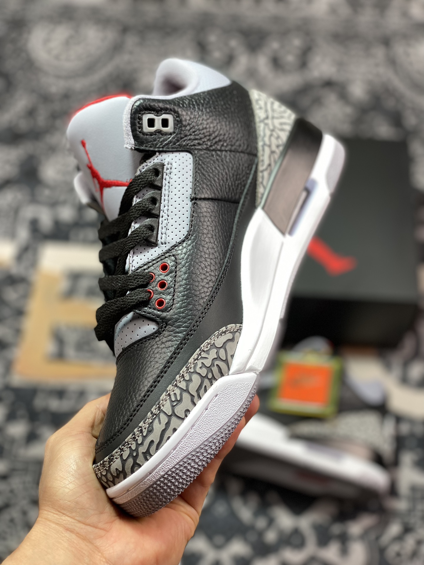 450 Air Jordan 3 Retro Black cement 黑水泥 854262-001