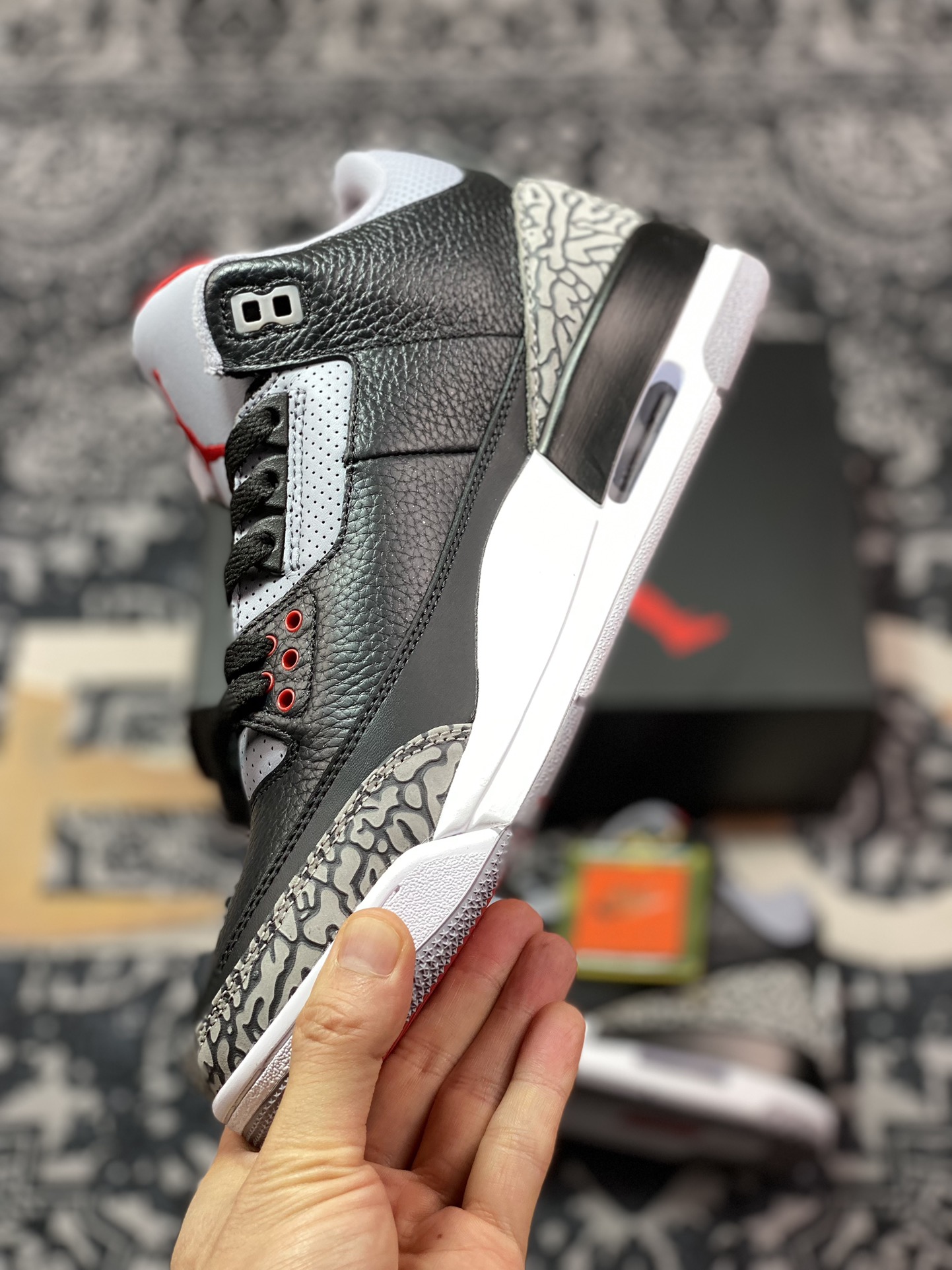 450 Air Jordan 3 Retro Black cement 黑水泥 854262-001