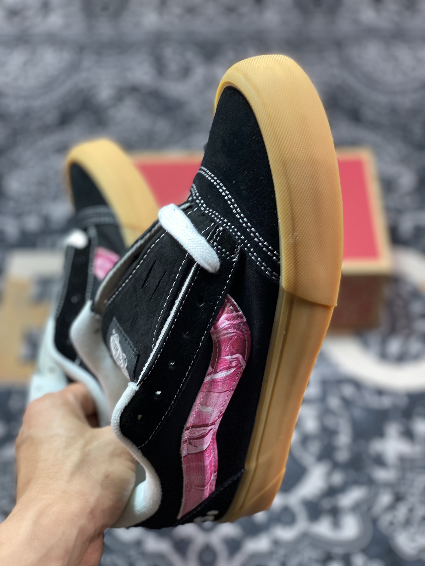 140 真标 Vans Classics Knu Skool 范斯官方 生胶黑粉面包鞋