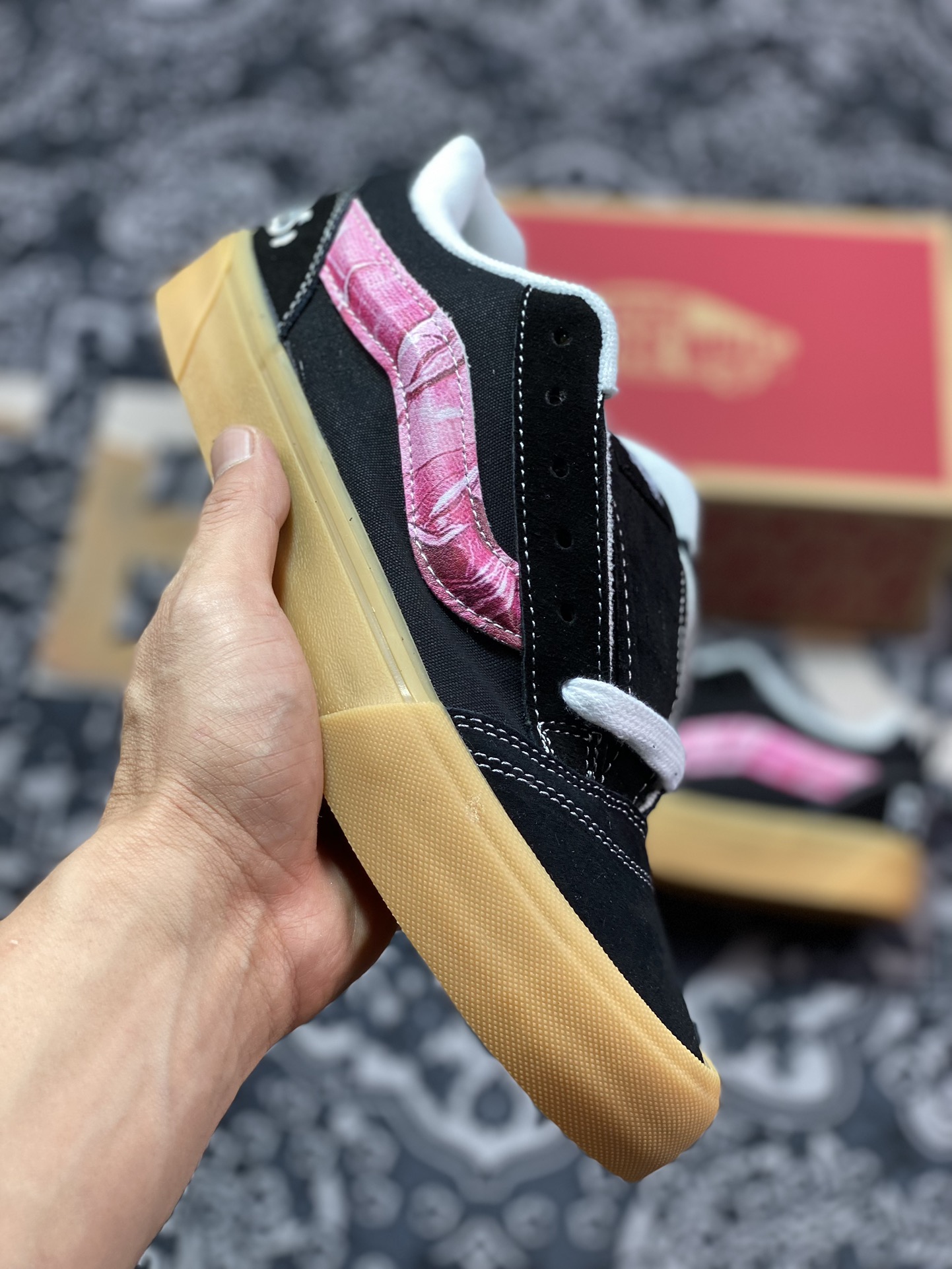 140 真标 Vans Classics Knu Skool 范斯官方 生胶黑粉面包鞋