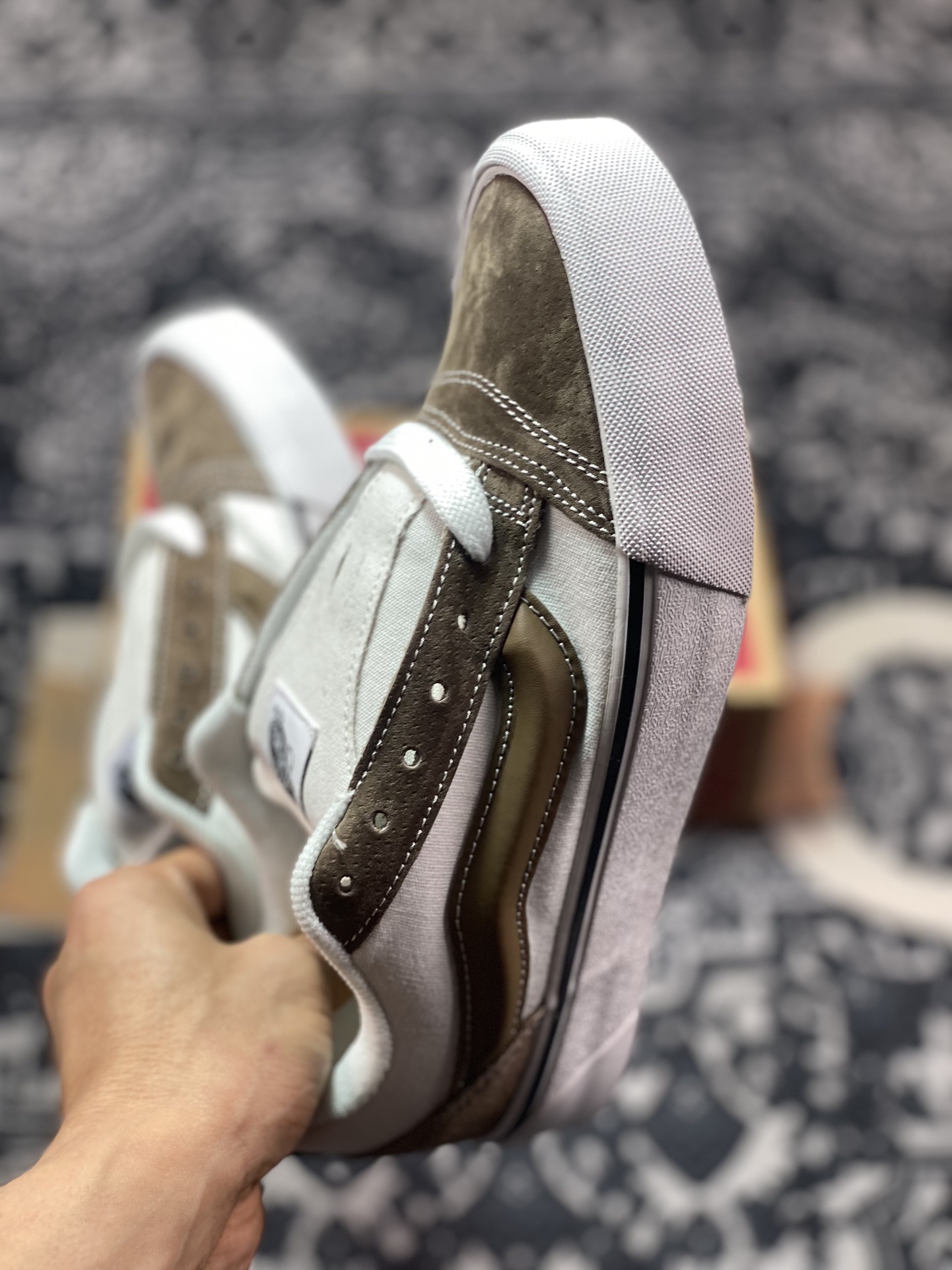 140 真标 Vans Classics Knu Skool 范斯官方 咖啡白棕面包鞋