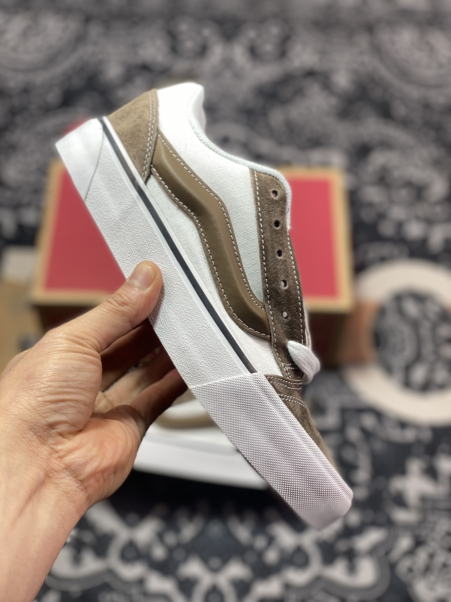 140 真标 Vans Classics Knu Skool 范斯官方 咖啡白棕面包鞋