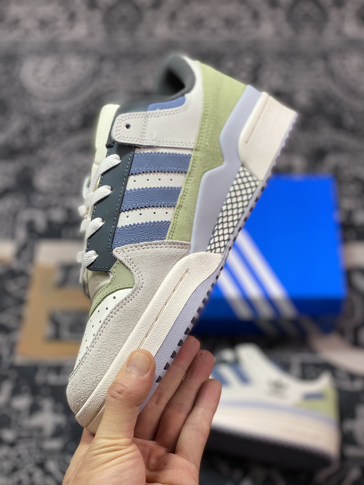 240 阿迪达斯/三叶草Adidas Originals Forum Low CL 罗马板鞋“米白绿灰藏蓝”ID6263