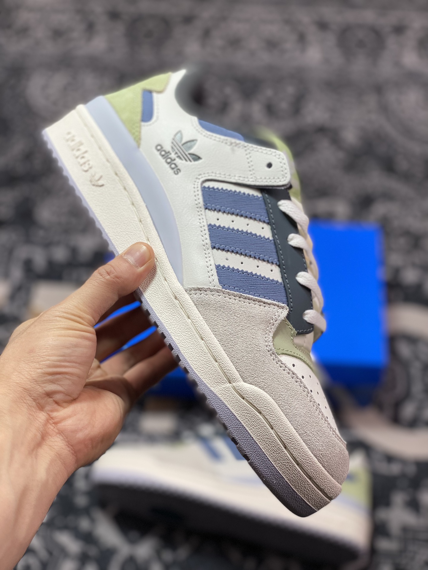 240 阿迪达斯/三叶草Adidas Originals Forum Low CL 罗马板鞋“米白绿灰藏蓝”ID6263