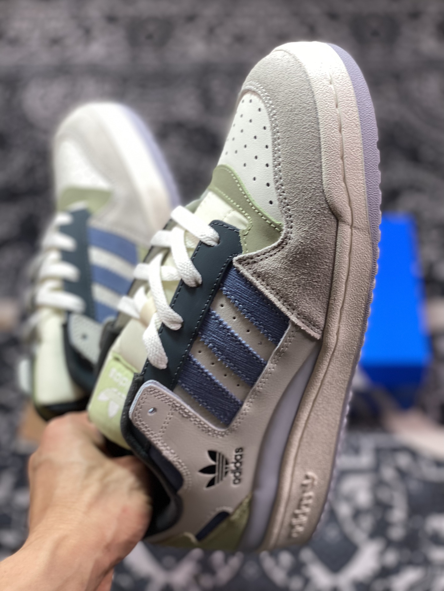 240 阿迪达斯/三叶草Adidas Originals Forum Low CL 罗马板鞋“米白绿灰藏蓝”ID6263