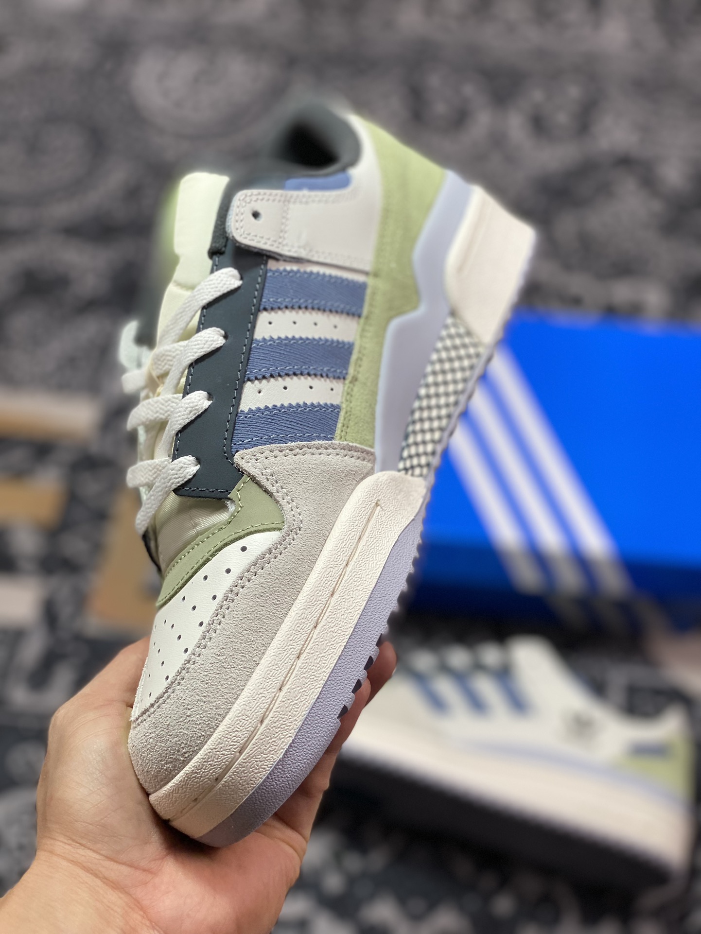 240 阿迪达斯/三叶草Adidas Originals Forum Low CL 罗马板鞋“米白绿灰藏蓝”ID6263