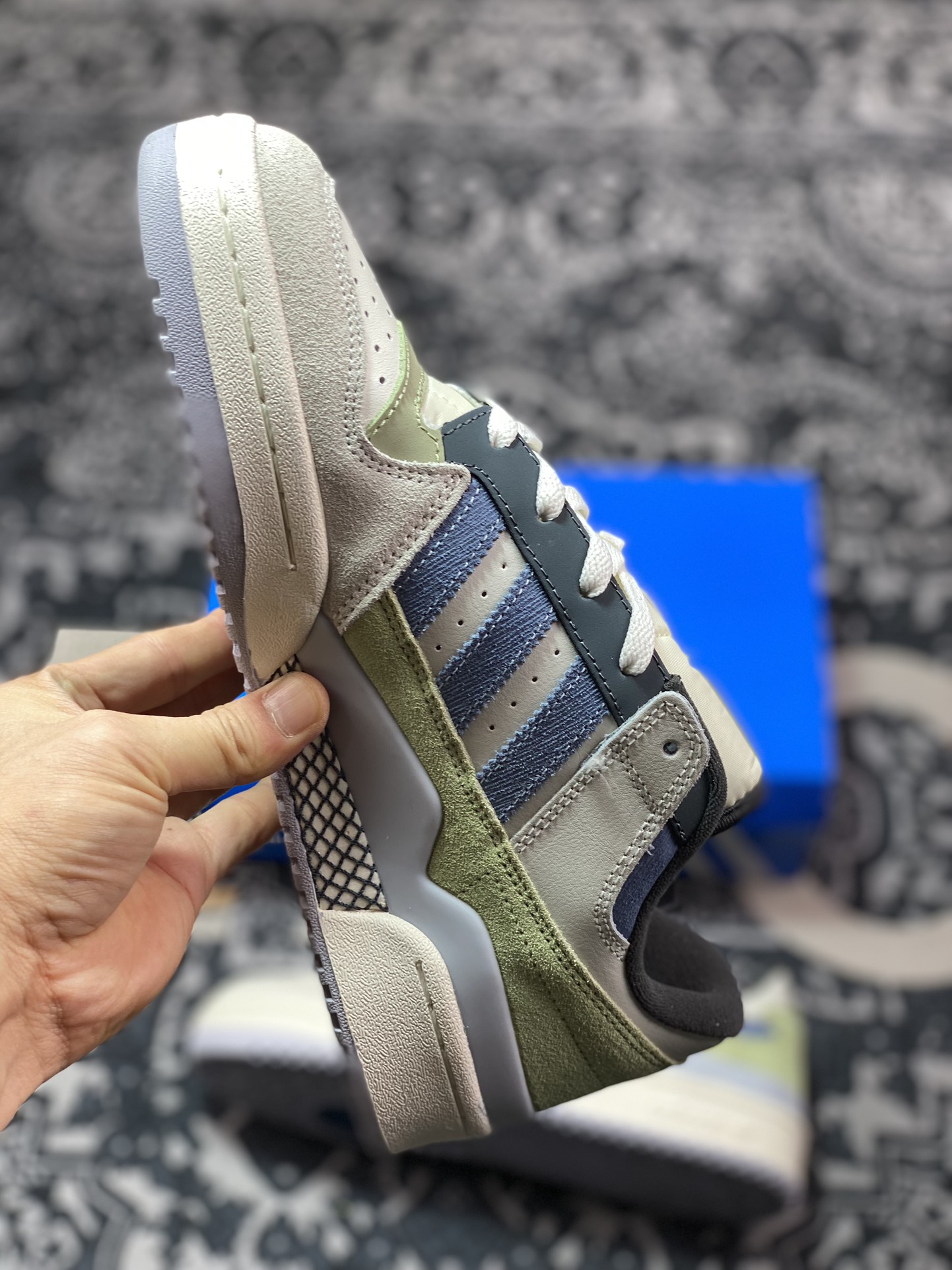 240 阿迪达斯/三叶草Adidas Originals Forum Low CL 罗马板鞋“米白绿灰藏蓝”ID6263