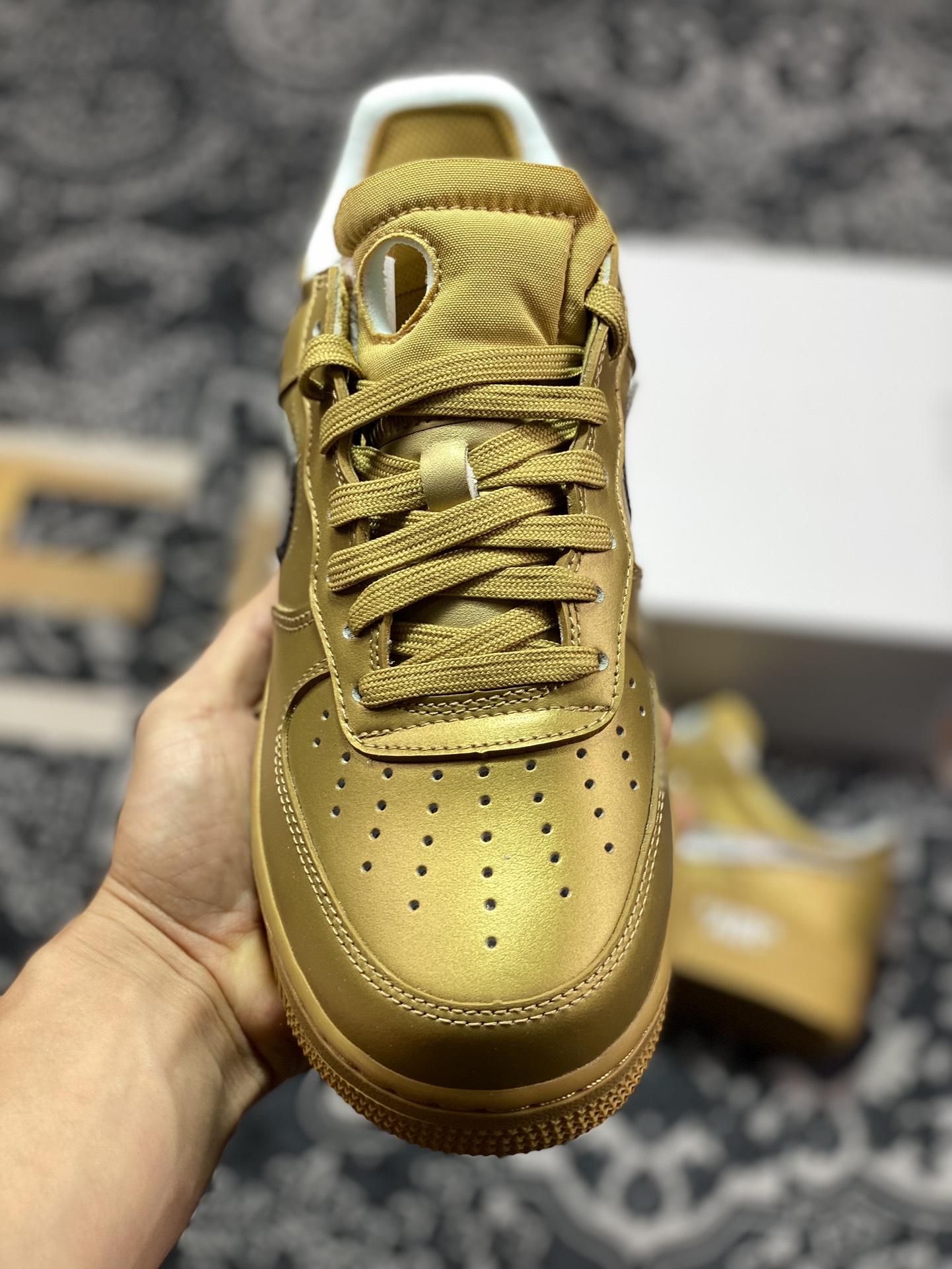 320 Off-White x Nike Air Force 1'07 Low”Champagne Gold/AF100”空军一号板鞋“OW香槟金银钩”AO4297-800