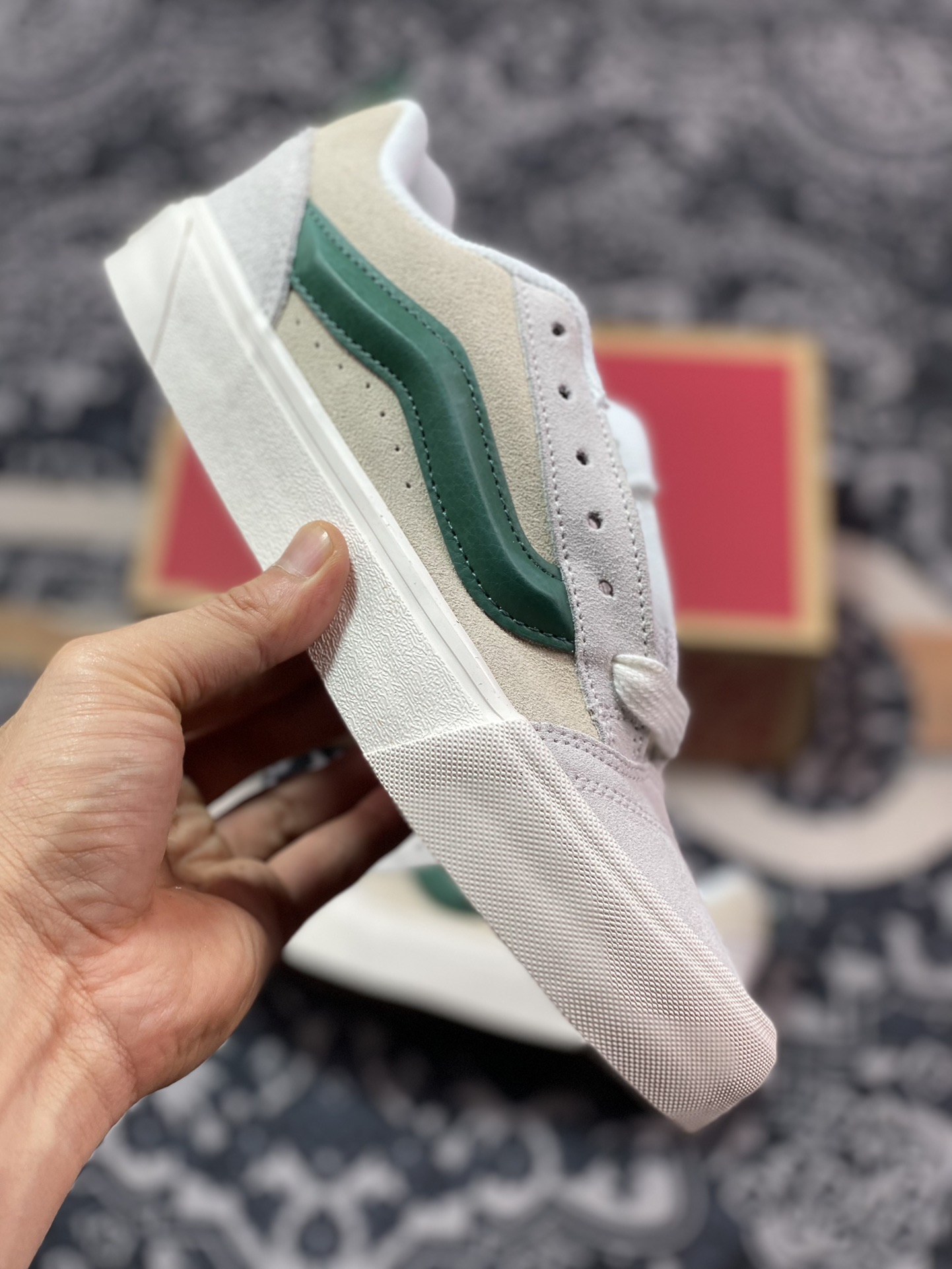 140 真标 Vans Classics Knu Skool 范斯官方新款 灰绿面包鞋