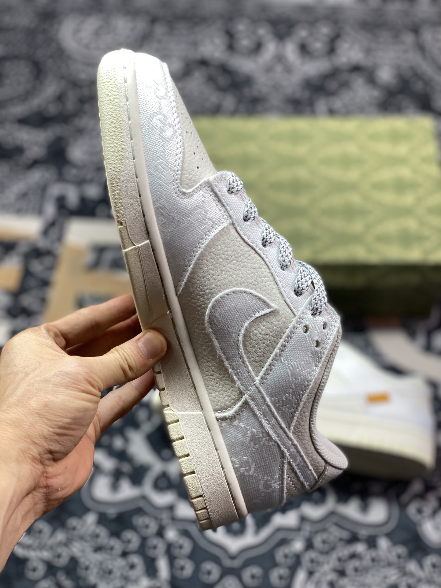 280 原装级别 NK Dunk Low Retro ”DIY高端定制” 古驰米白牛仔布 BB9676-312