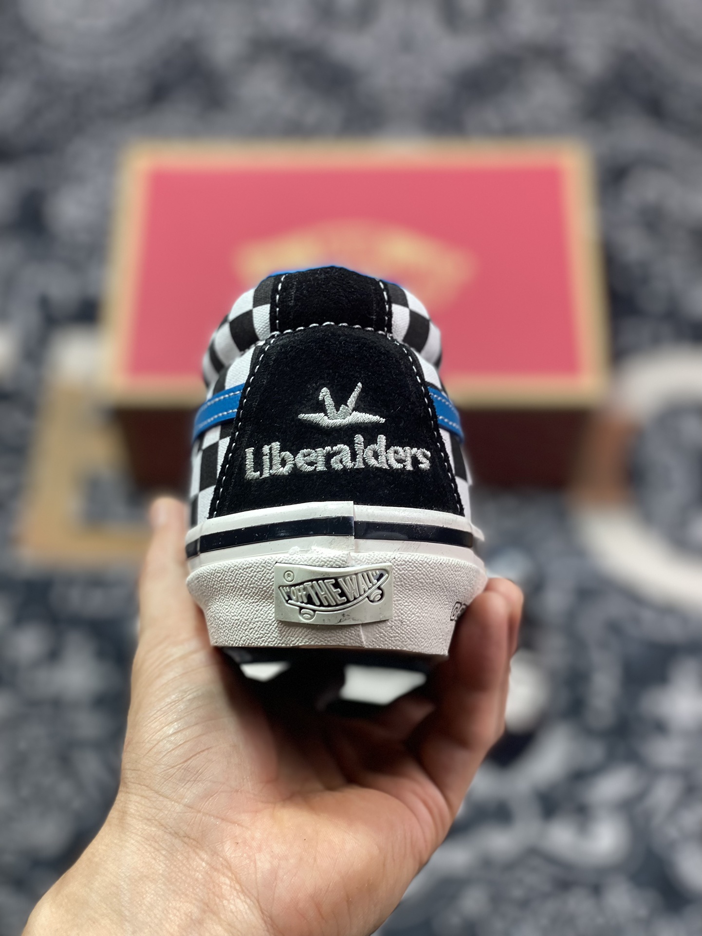 170 真标 Vans SK8-Mid x Liberaiders 千纸鹤联名黑白蓝棋盘格子