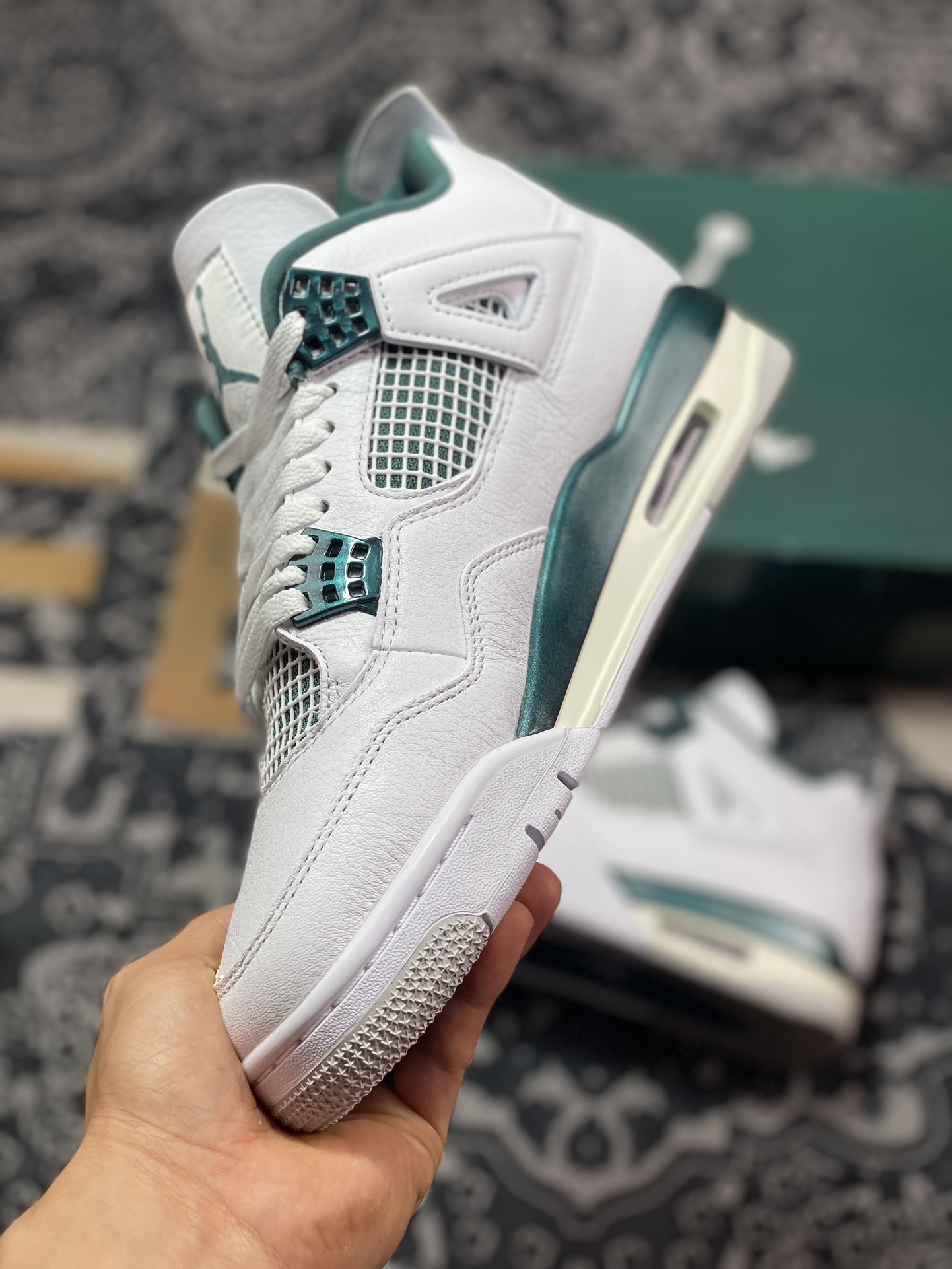 500 优选 原装级别 高端零售专供Air Jordan 4 " Oxidized Green " AJ4乔4 文化篮球鞋 白绿 FQ8138-103