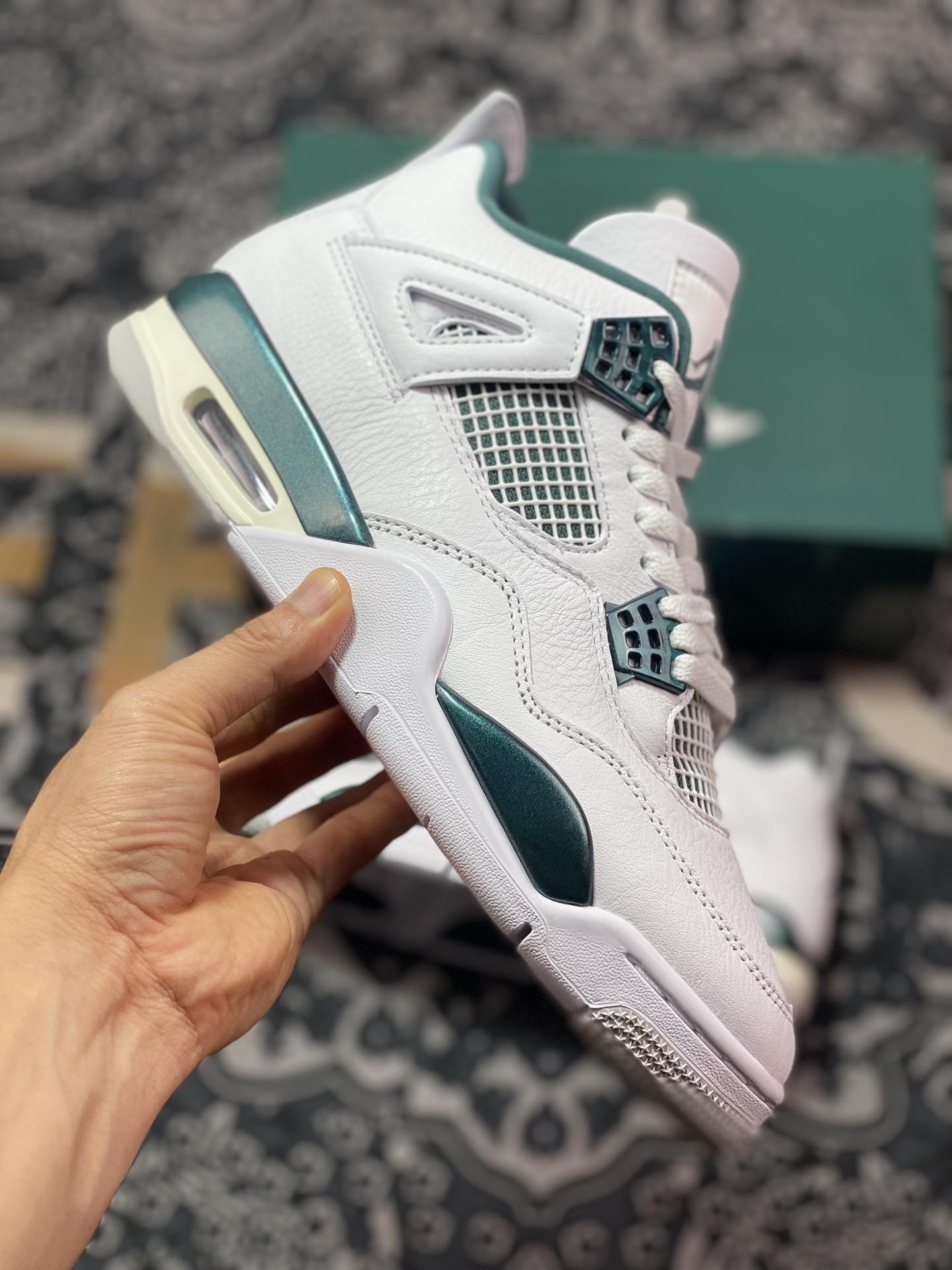 500 优选 原装级别 高端零售专供Air Jordan 4 " Oxidized Green " AJ4乔4 文化篮球鞋 白绿 FQ8138-103