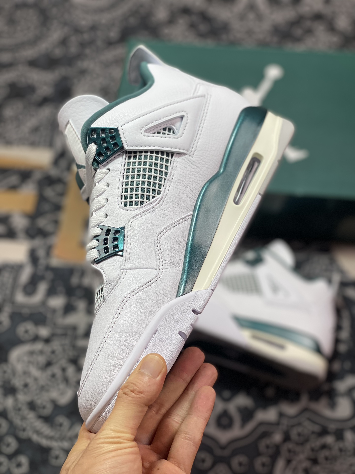 500 优选 原装级别 高端零售专供Air Jordan 4 " Oxidized Green " AJ4乔4 文化篮球鞋 白绿 FQ8138-103