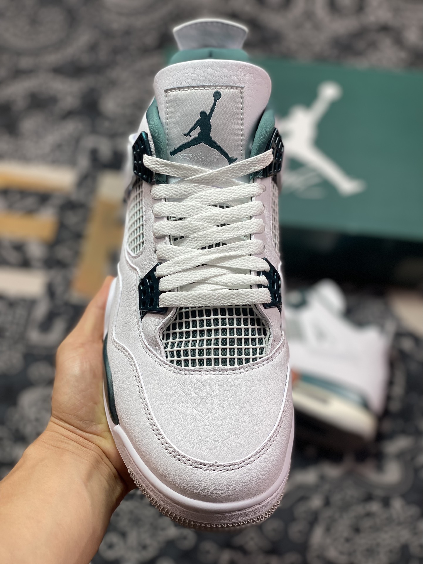 500 优选 原装级别 高端零售专供Air Jordan 4 " Oxidized Green " AJ4乔4 文化篮球鞋 白绿 FQ8138-103