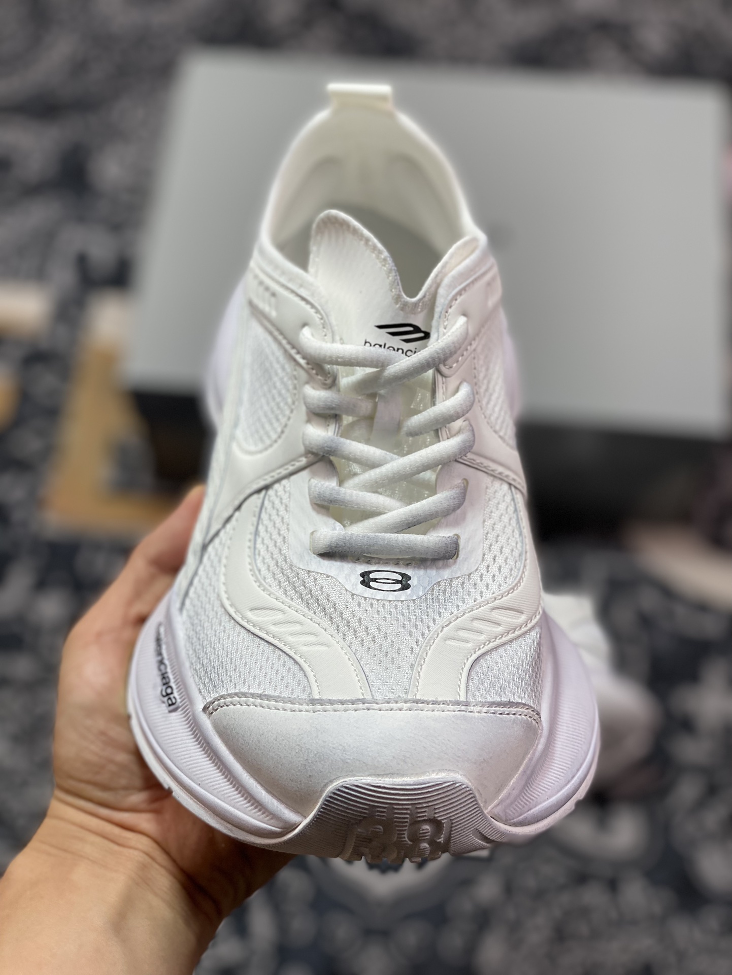 C440 巴黎世家BALENCIAGA Circuit Sneakers 环道系列低帮慢跑鞋“网织武士白黑LOGO”793944 WFLGY 0120