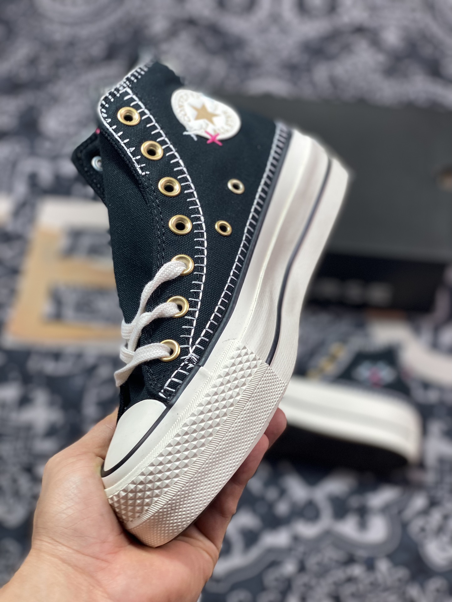 150 真标 Converse All Star Lift 车缝线 新款匡威小雏菊硫化帆布鞋 A08731C